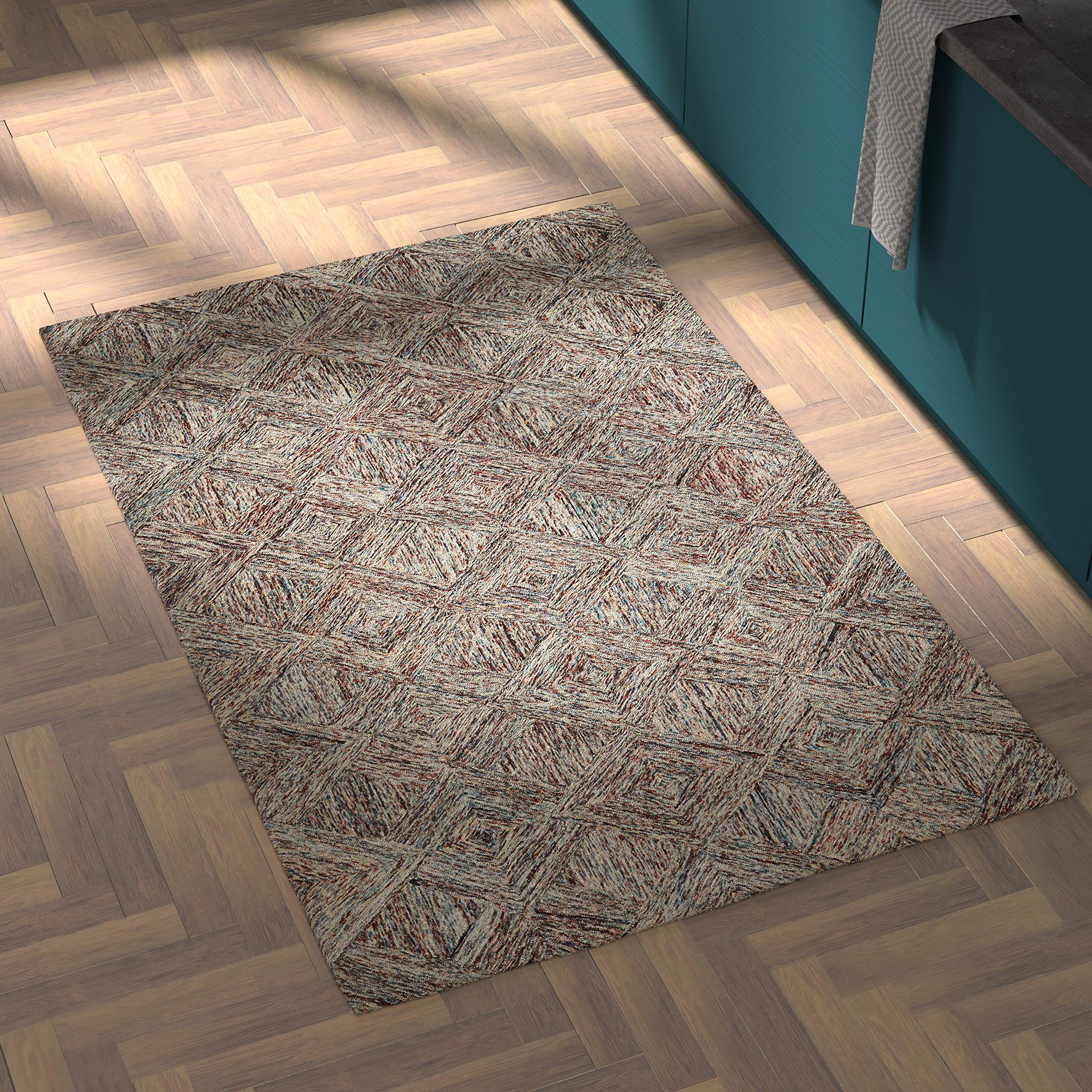Amazon Brand – Rivet Motion Modern Patterned Wool Area Rug, 3' 9" x 5' 9", Multi