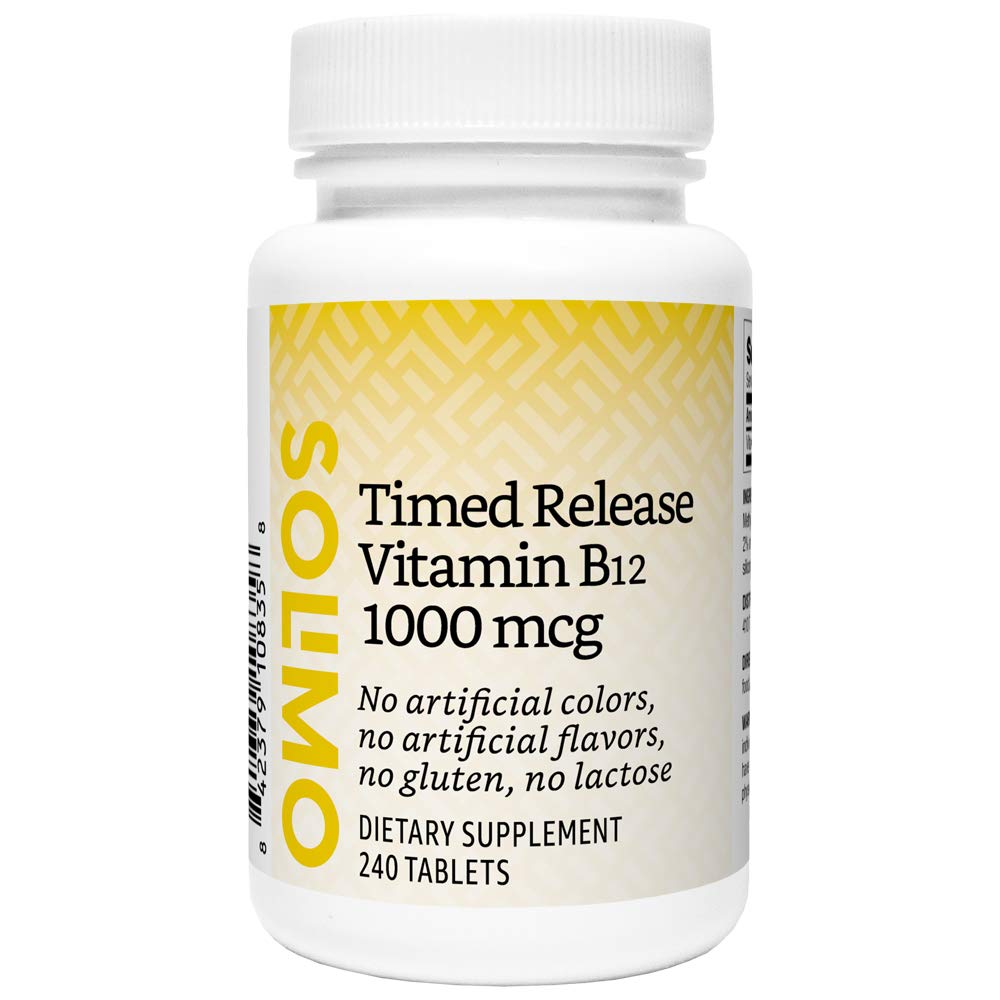 Amazon Brand - Solimo Timed Release Vitamin B12 1000 mcg - Normal Energy Production and Metabolism, Immune System Support - 8 Month Supply (240 Tablets)