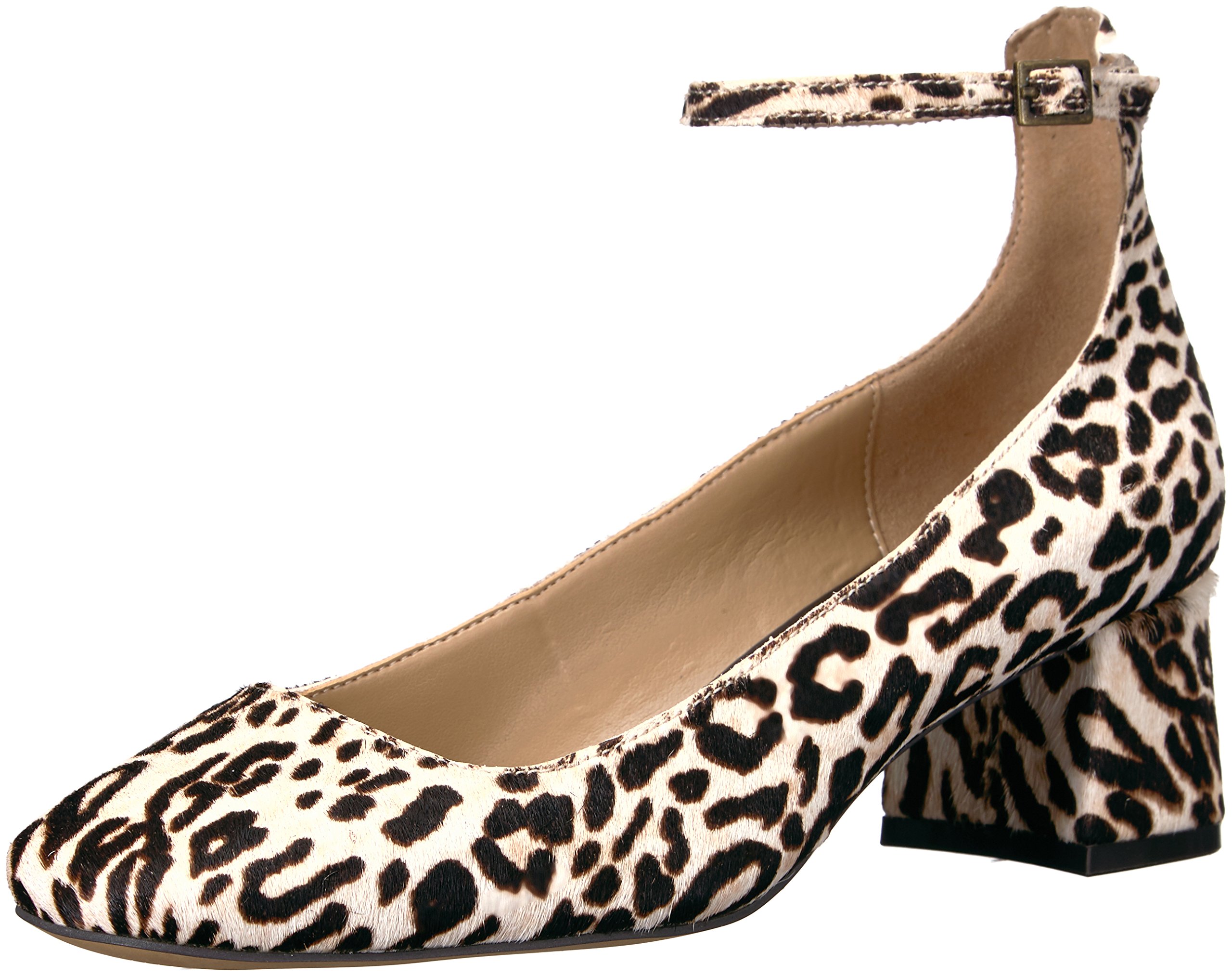 Amazon Brand - The Fix Women's Morgan Block-heel Ankle Strap Dress Pump, snow leopard, 9.5 M US