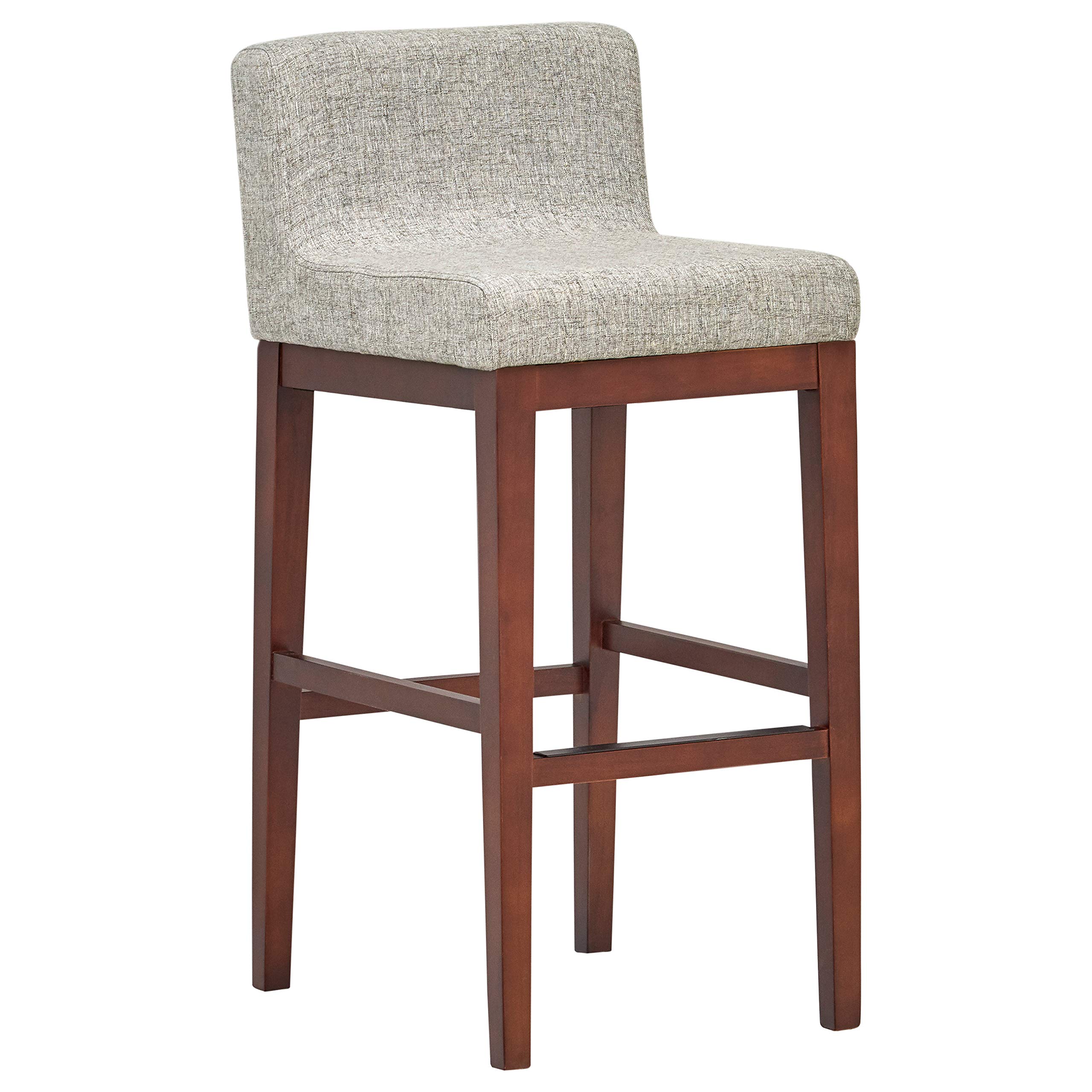 Amazon Brand – Rivet Mid-Century Modern Upholstered Low Back Kitchen Bar Stool, 41"H, Light Grey