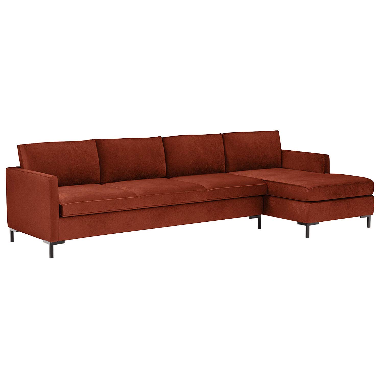 Amazon Brand – Rivet Edgewest Low Back Modern Right Chaise Sofa Sectional, 115"W, Rouge Red