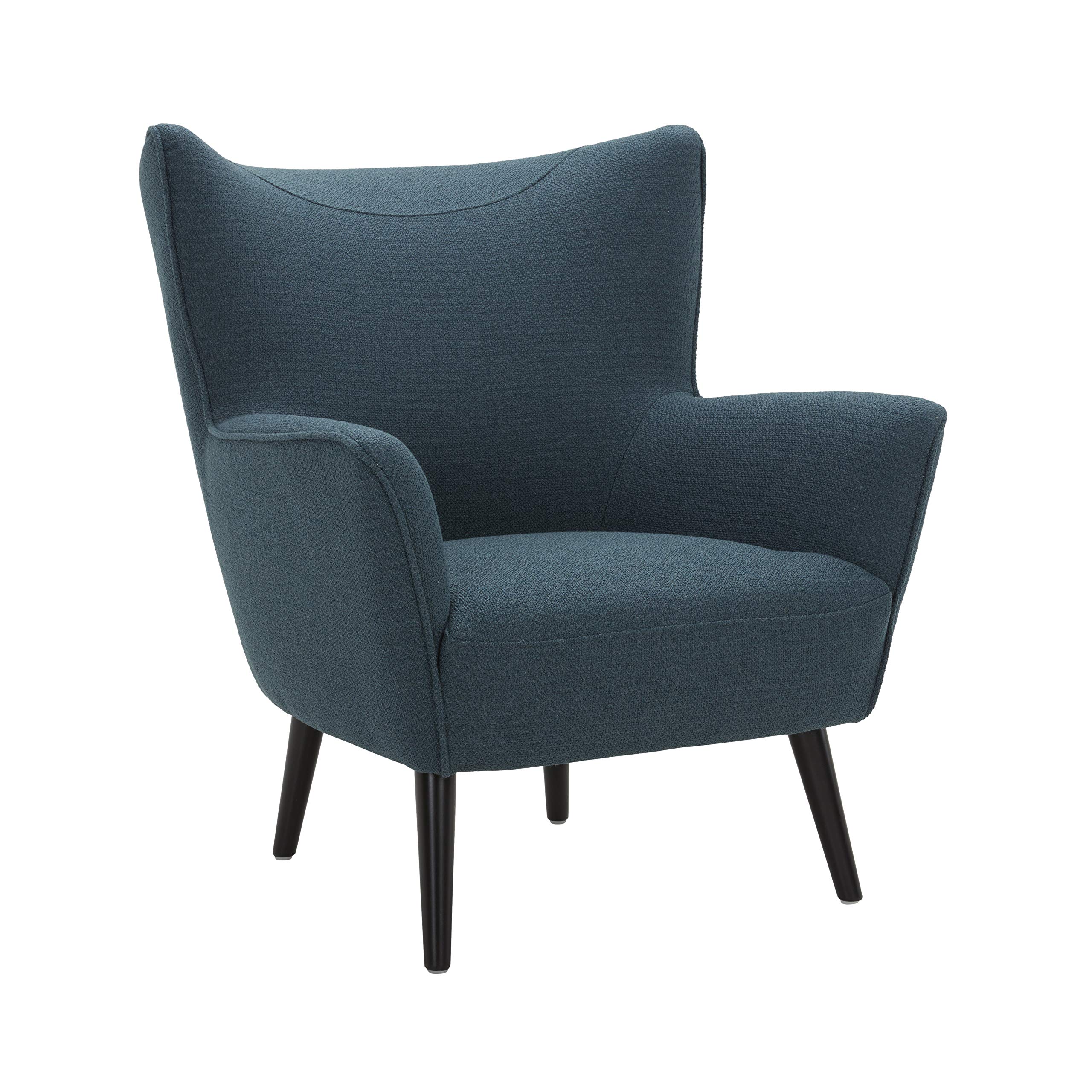 Amazon Brand – Rivet New Luna Upholstered Crescent Mid-Century Accent Chair with Tapered Legs, 31.5"W, Teal