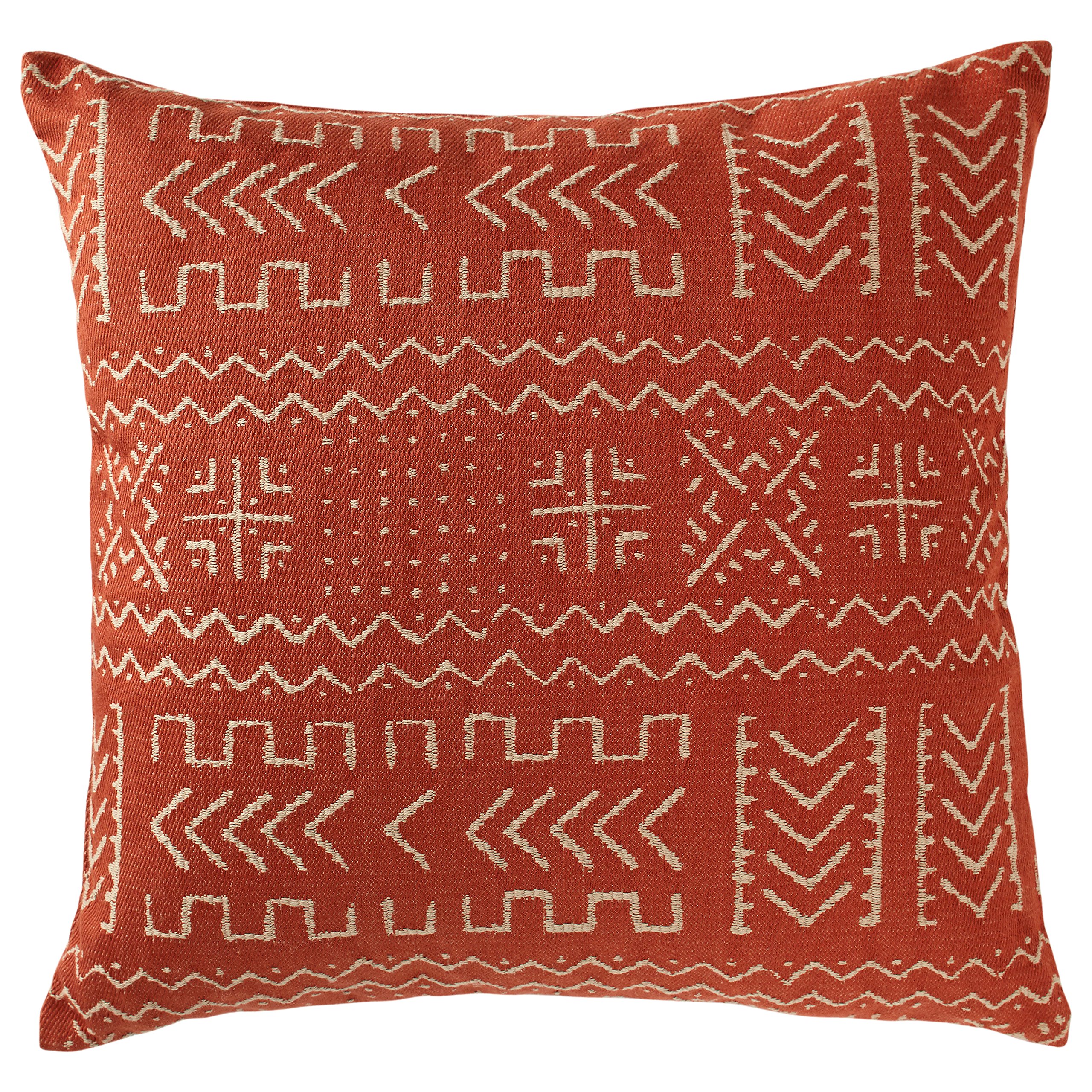 Amazon Brand – Rivet Mudcloth-Inspired Decorative Throw Pillow, 17" x 17", Spice