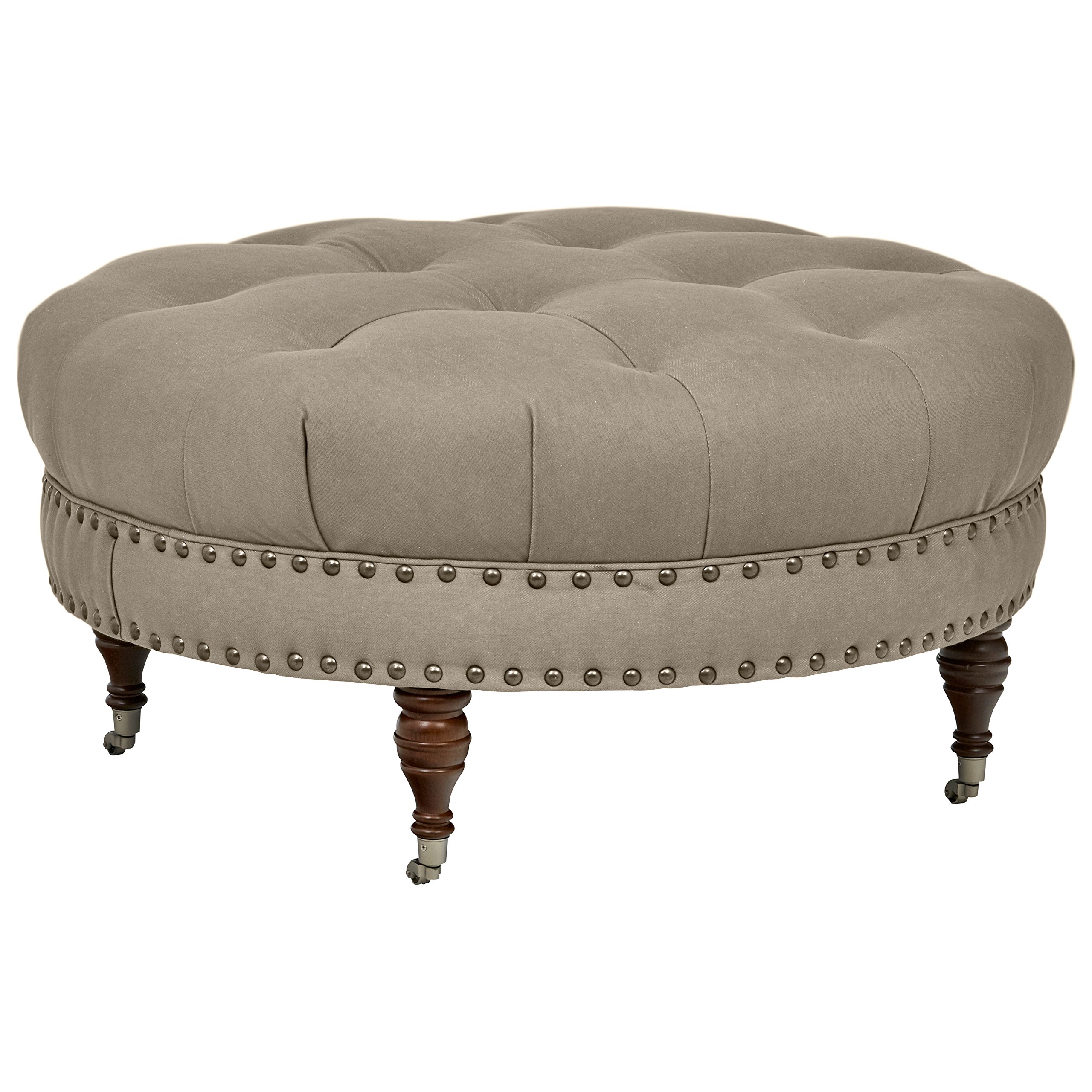 Amazon Brand – Stone & Beam Janelle Button Tufted Ottoman, 37"W, Smoke