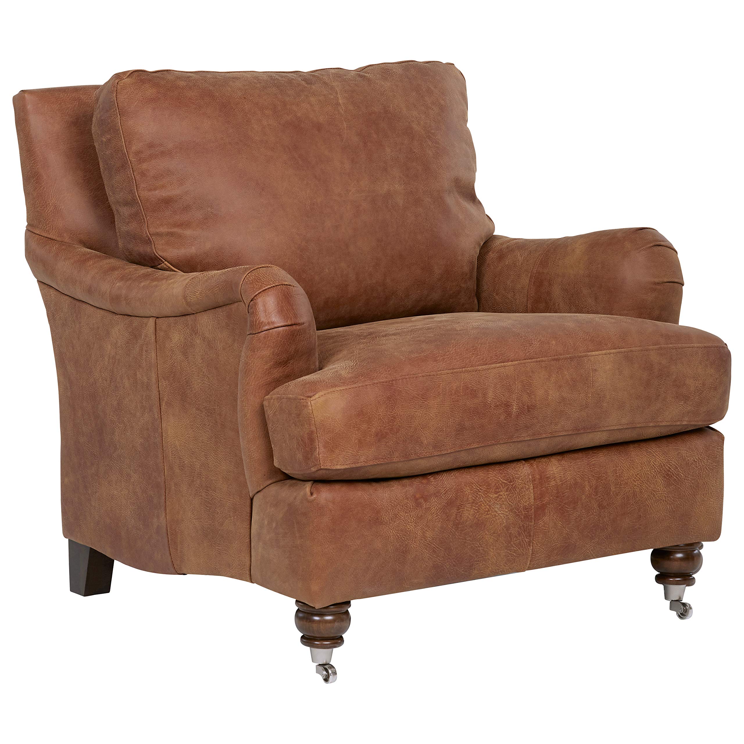 Amazon Brand – Stone & Beam Brandeberry Leather Chair, 38"W, Saddle