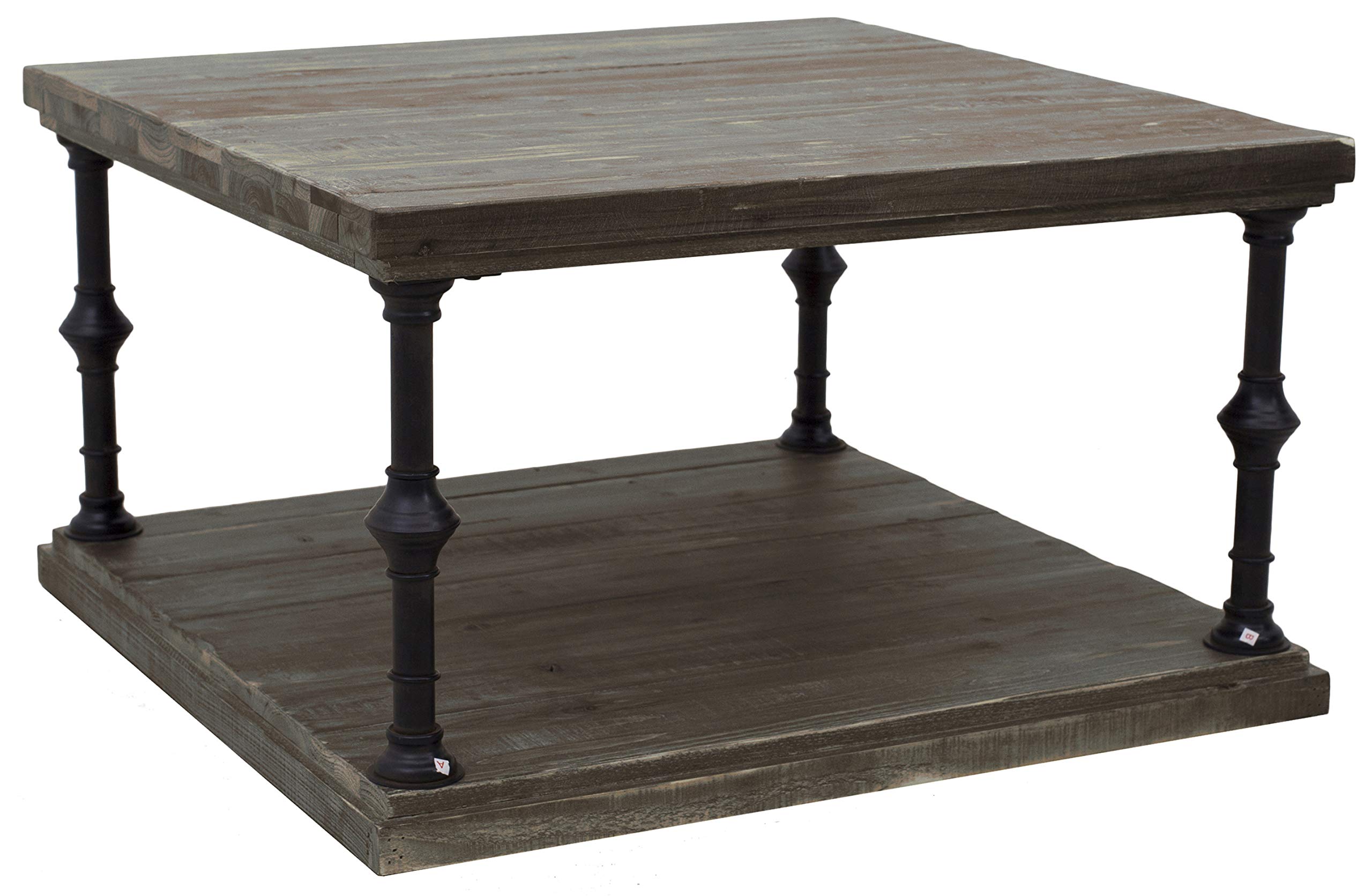 Amazon Brand – Ravenna Home Jessica Rustic Open Storage Side End Table, 31.5"H, Grey Pine
