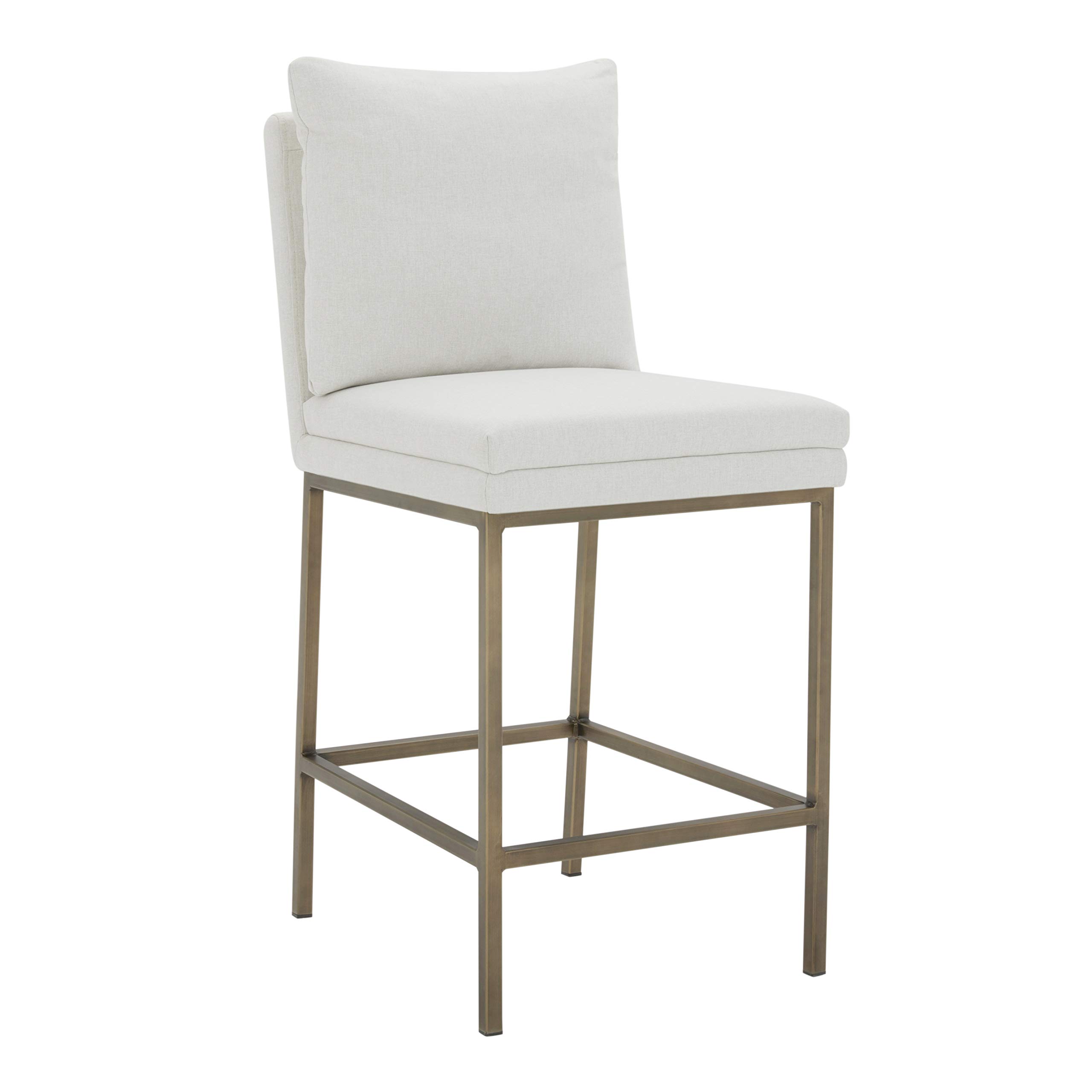 Amazon Brand – Rivet Lundberg Contemporary Upholstered Counter-Height Barstool with Brass Legs, 40.6"H, Chalk