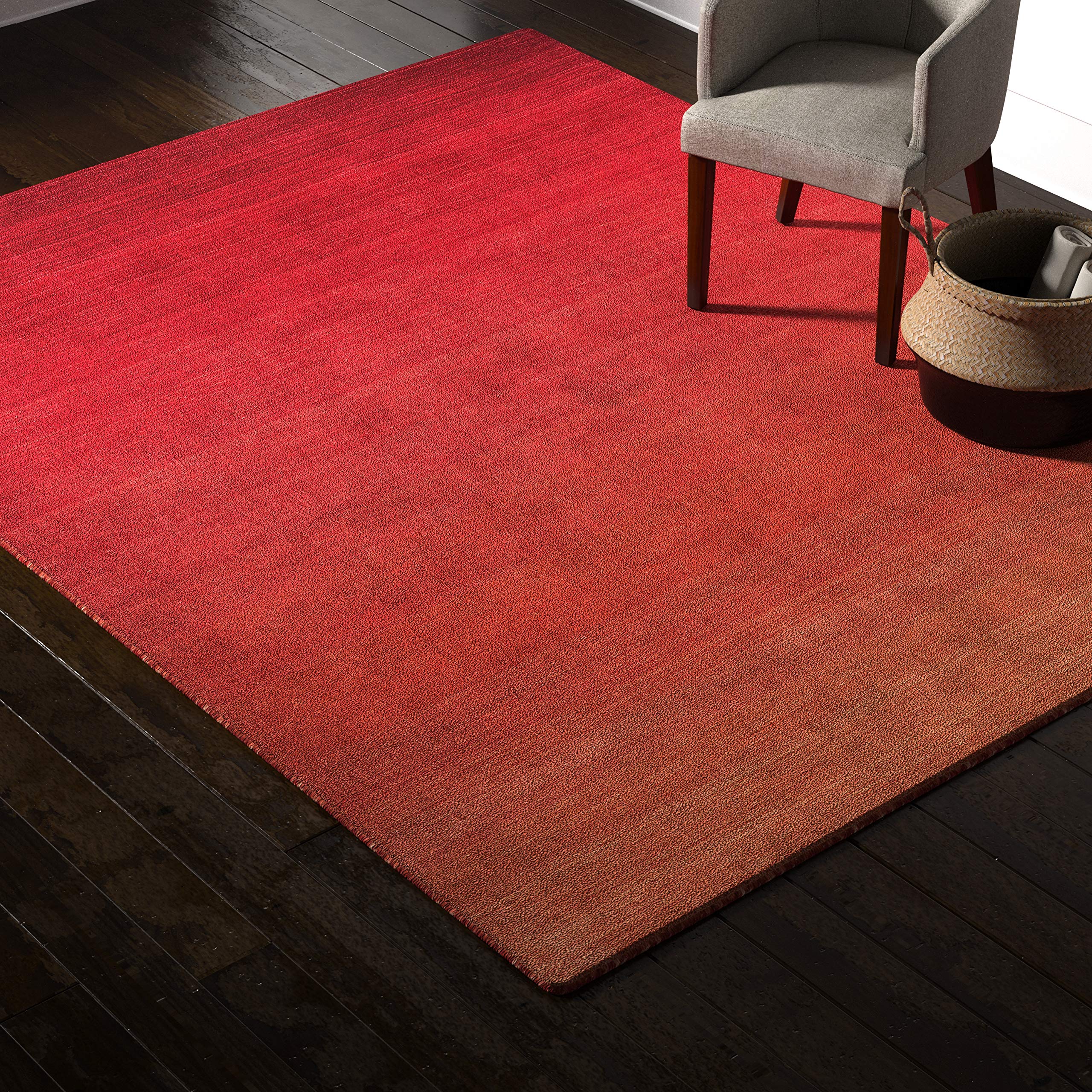 Amazon Brand – Rivet Modern Ombre Wool Rug, 7'6" x 9'6", Red