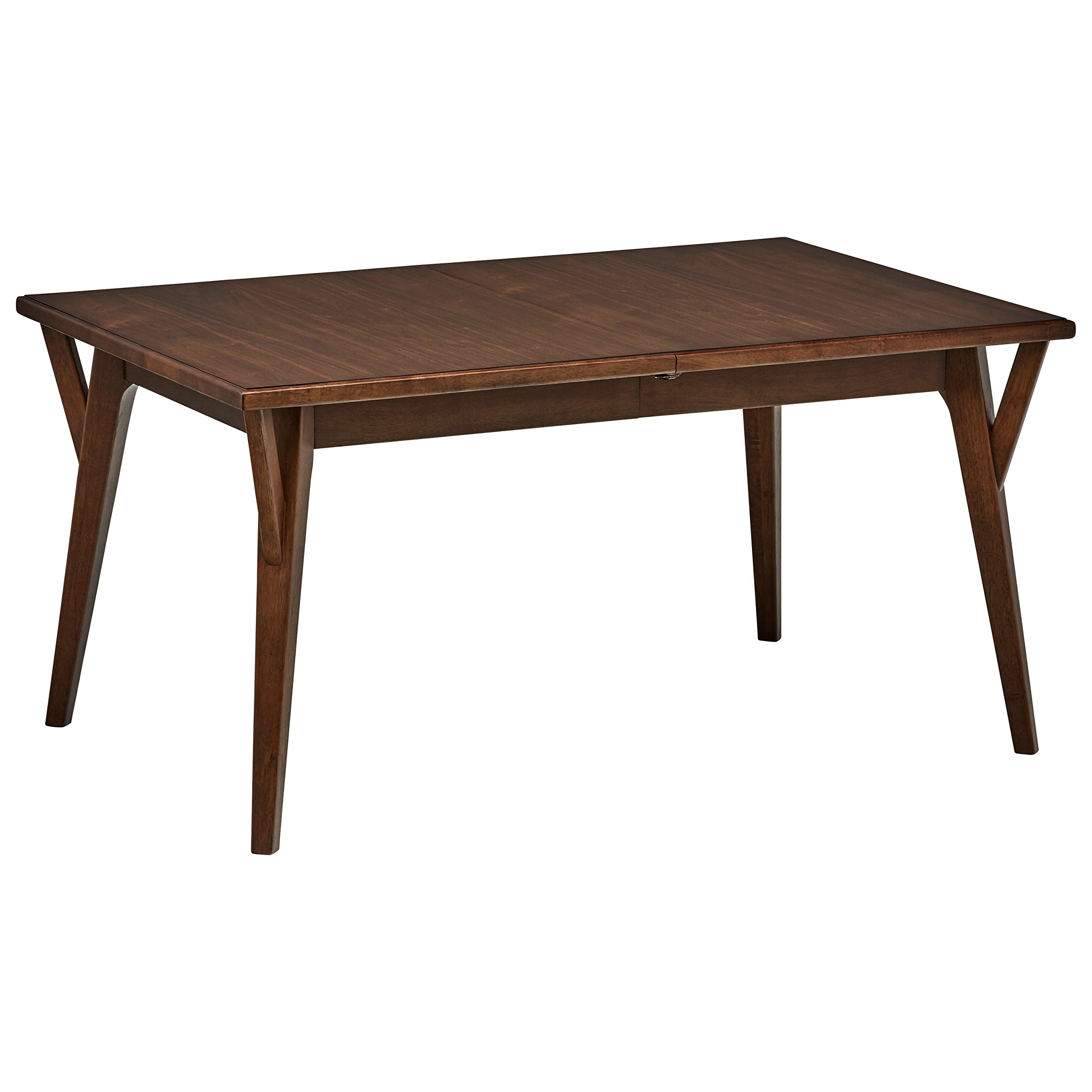 Amazon Brand – Rivet Federal Mid-Century Modern Medium Wood Dining Table, 60-82"L, Brown
