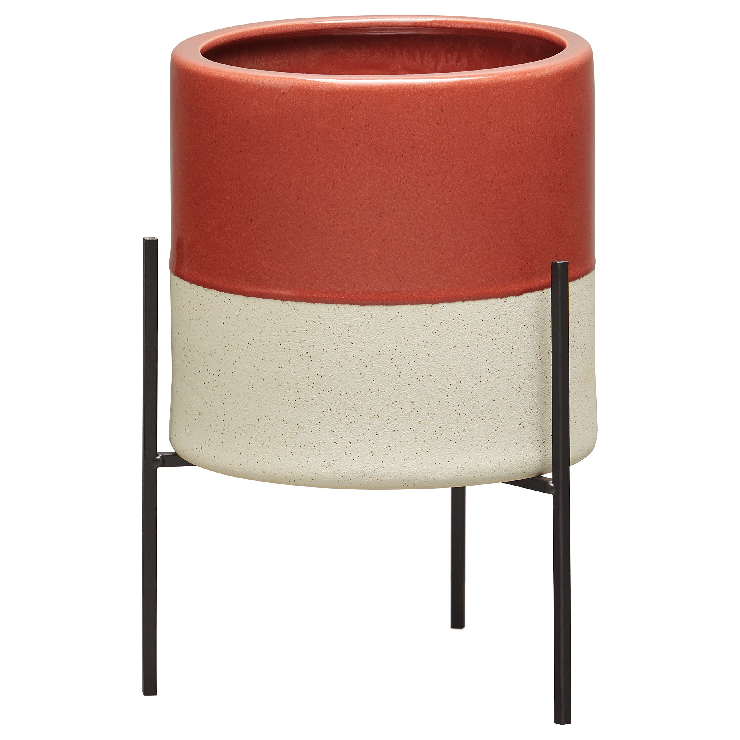 Amazon Brand – Rivet Mid-Century Ceramic Planter with Stand, 14"H, Salmon