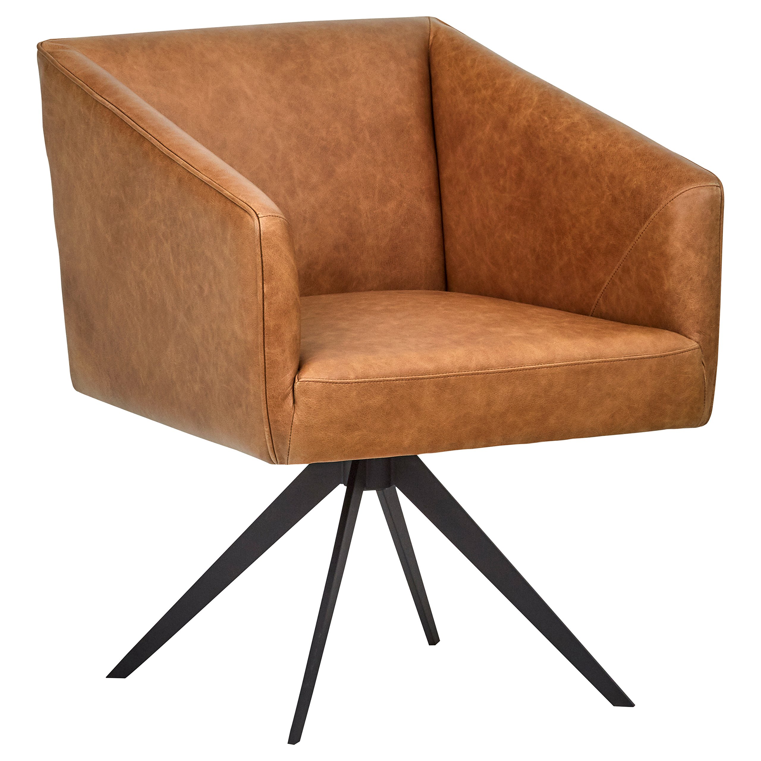 Amazon Brand – Rivet Vibe Swivel Leather Office Chair, 25.2"W, Medium Brown