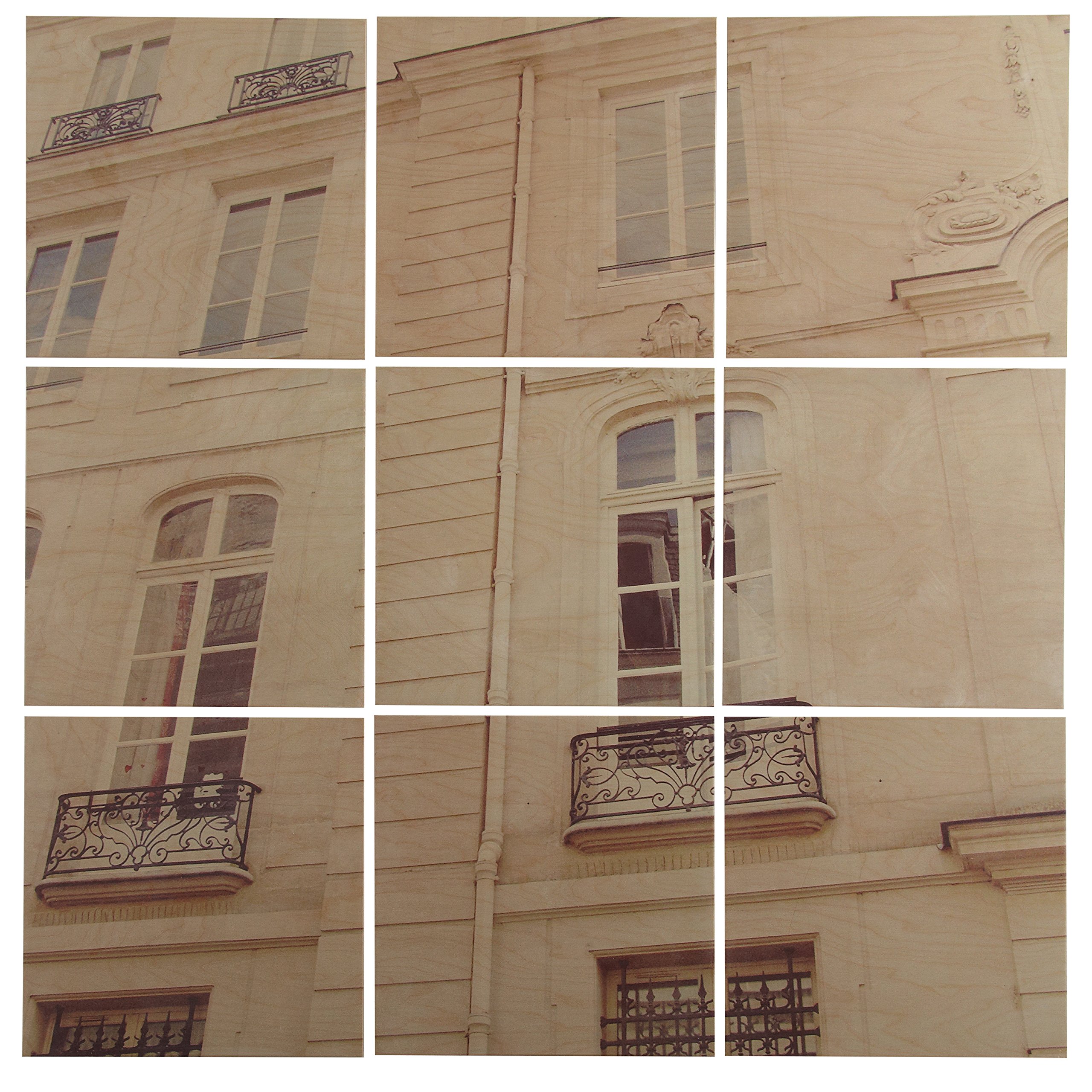 Amazon Brand – Stone & Beam Modern 9-Piece Mural of White Paris Building Wall Art 60" x 60", on Wood