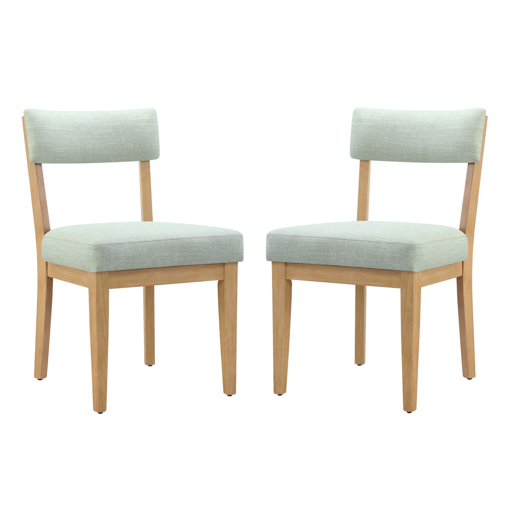 Amazon Brand – Stone & Beam Bergen Upholstered Dining Chair with Wood Legs, Set of 2, 20"W, Mint Green