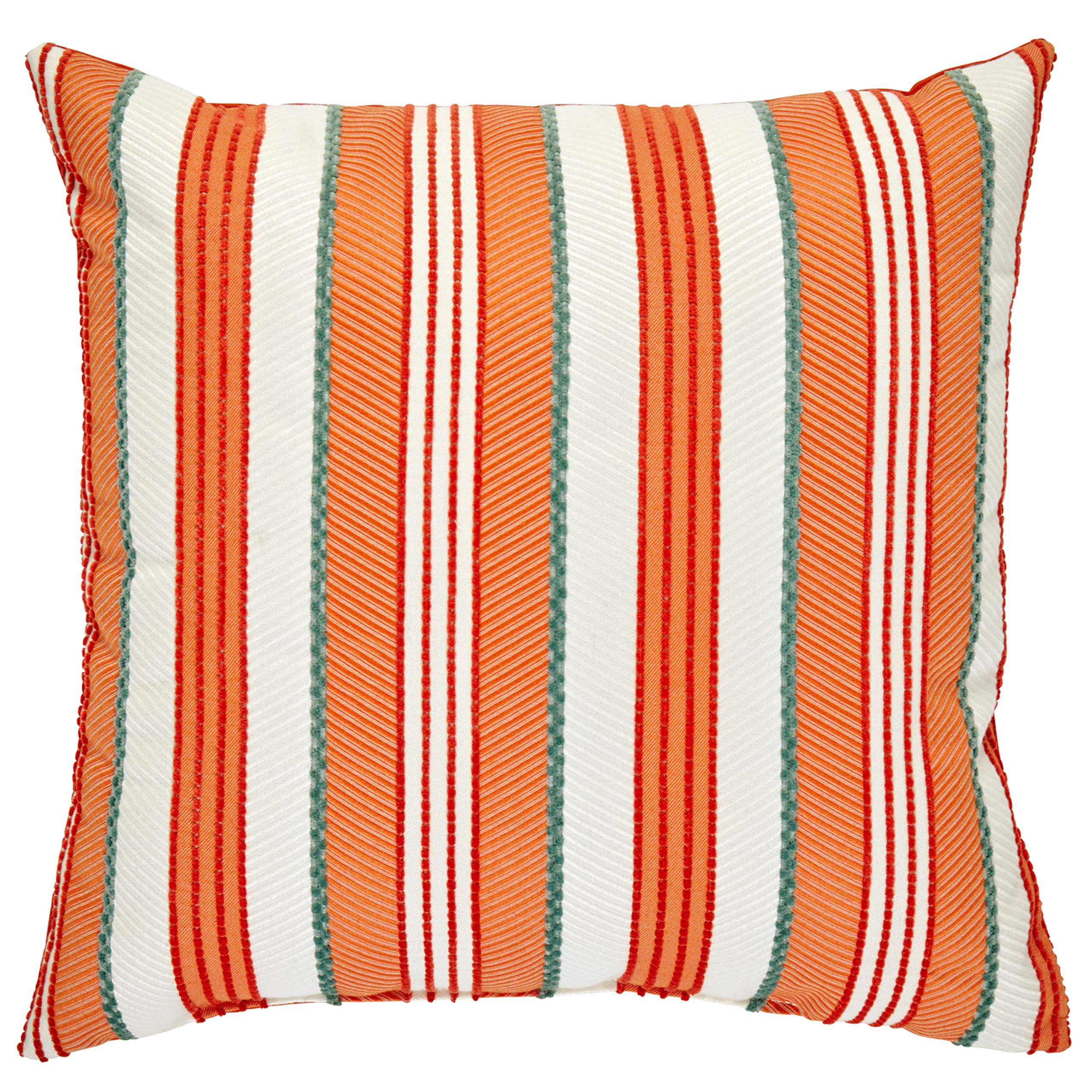Amazon Brand – Rivet Casual Outdoor Striped Throw Pillow - 17 x 17 Inch, Tangerine