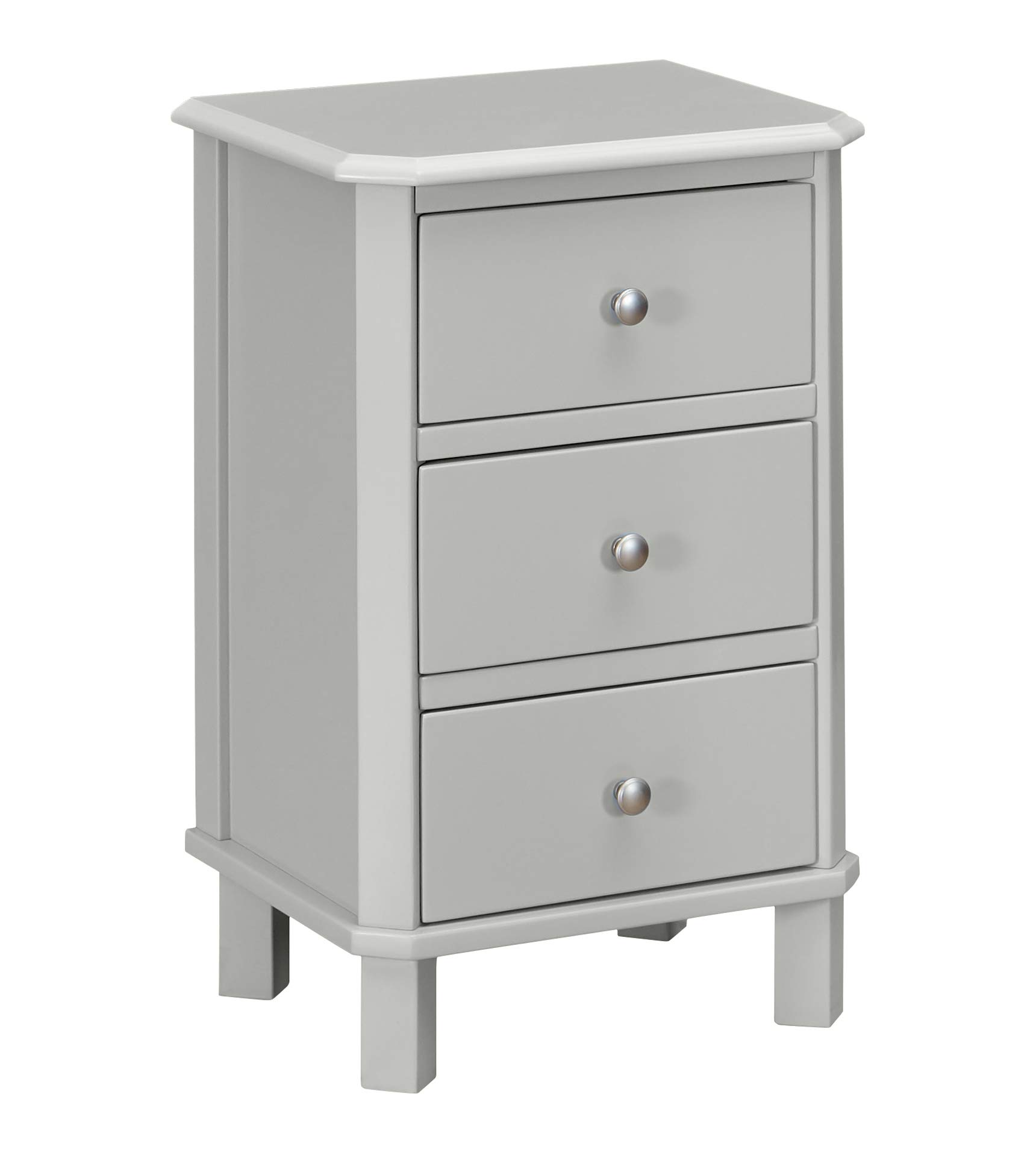 Amazon Brand – Ravenna Home Naomi 3-Drawer Storage End Table Nightstand, 17.7"W, Grey