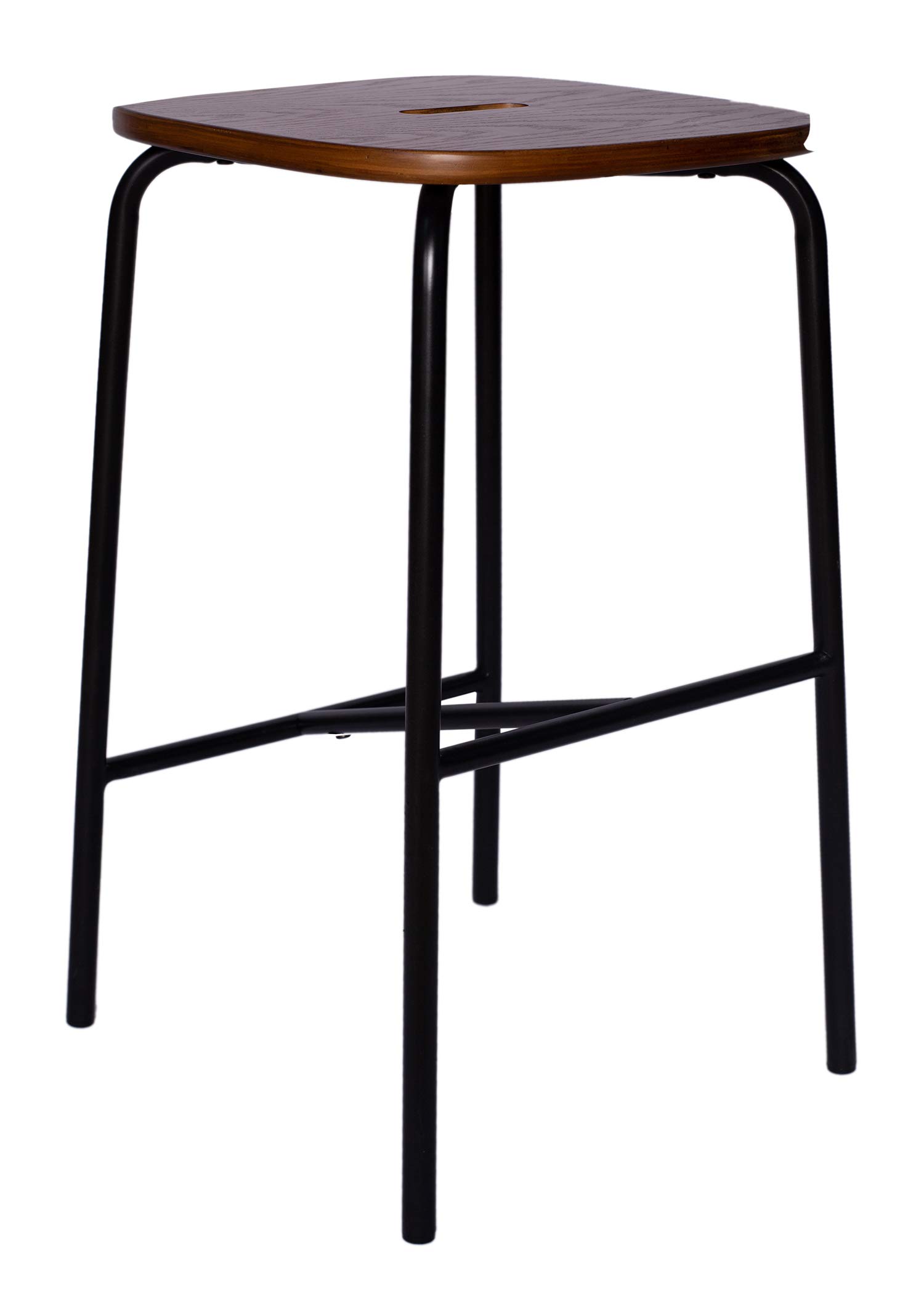 Ravenna Home Caleb Round Bar Stool with Metal Legs, 24" H, 15" W, Set of 2, Black