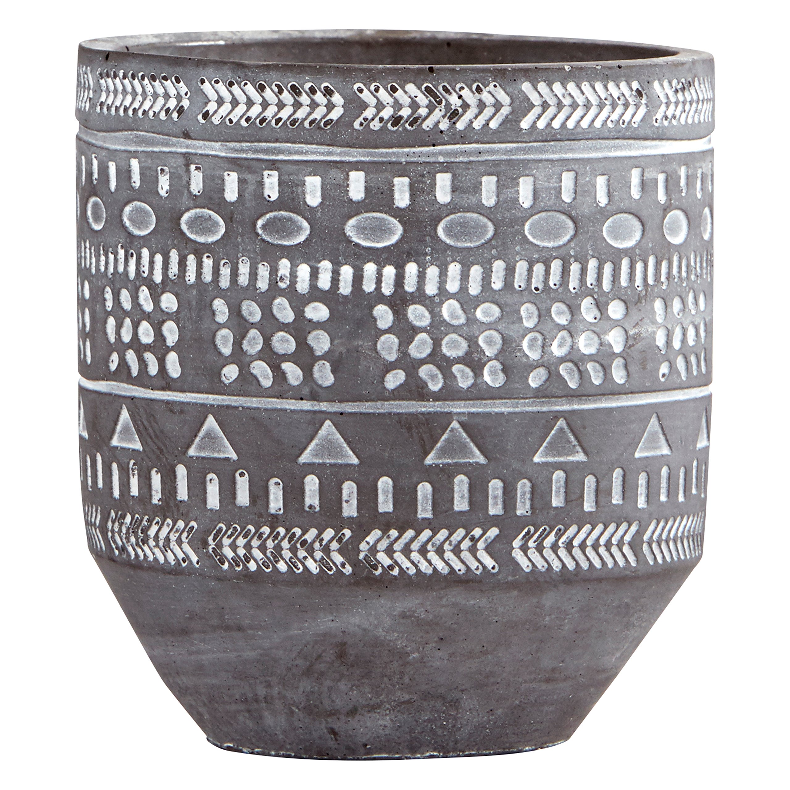Amazon Brand – Rivet Modern Concrete Indoor Outdoor Planter Pot With Painted Accents - 5 Inch, Grey and White