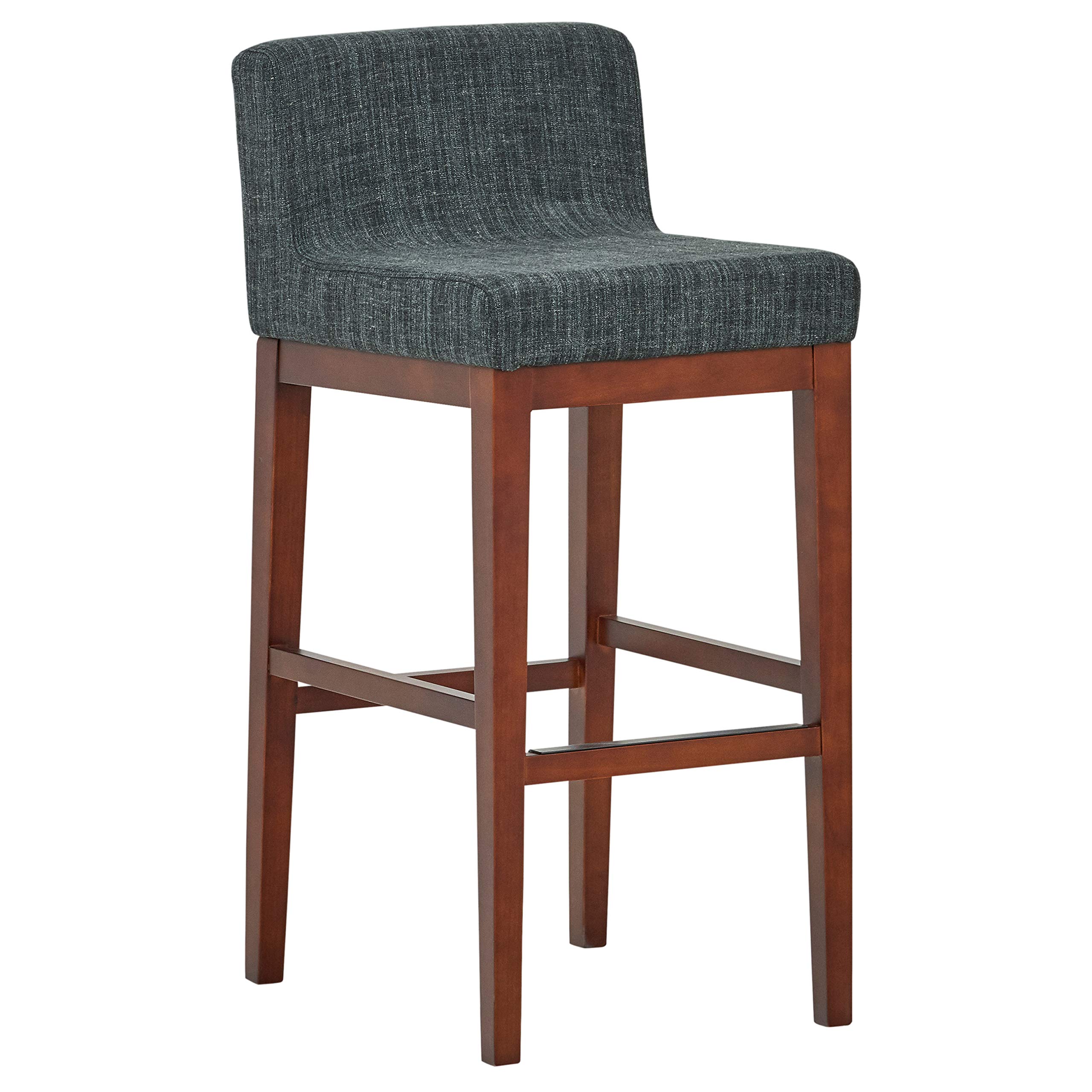 Amazon Brand – Rivet Mid-Century Modern Upholstered Low Back Kitchen Bar Stool, 41"H, Blue