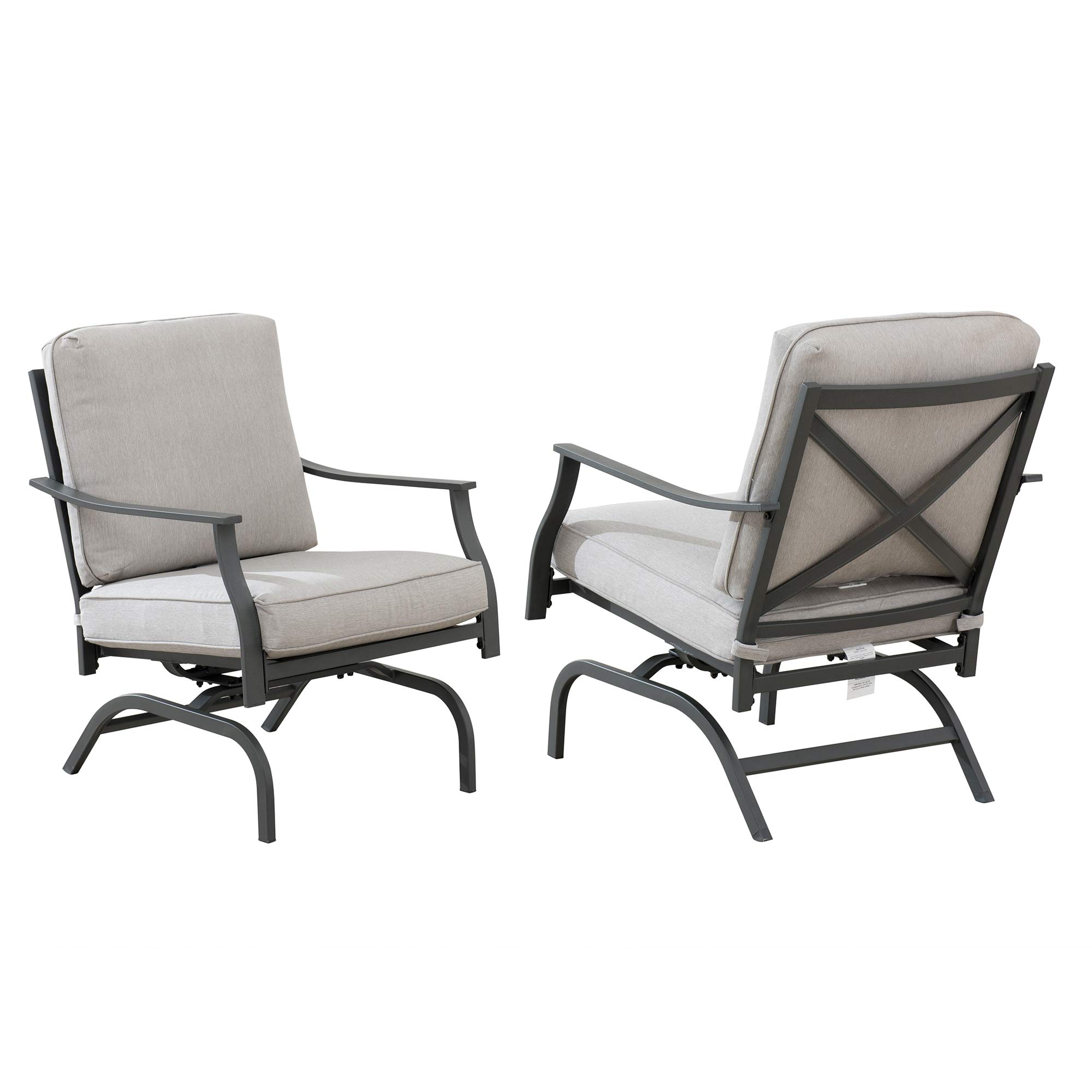 Amazon Brand - Ravenna Home Archer Steel-Framed Outdoor Patio Deep-Seat Chairs, Set of 2, 31"W, Gray