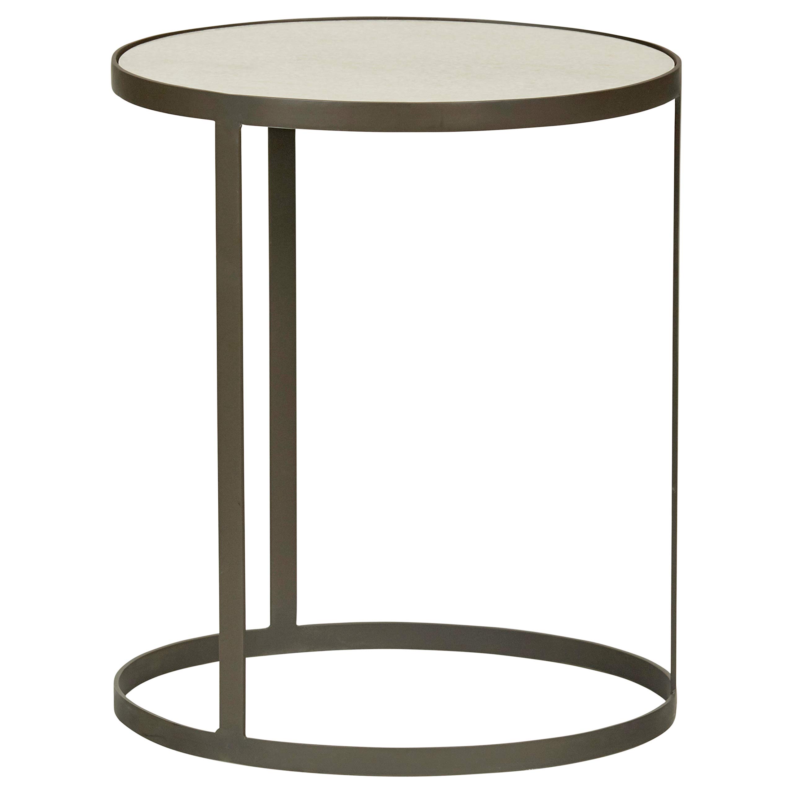 Amazon Brand – Stone & Beam Industrial Marble Side Table with Metal Base, 18.9"W, Charcoal finish with a White Top
