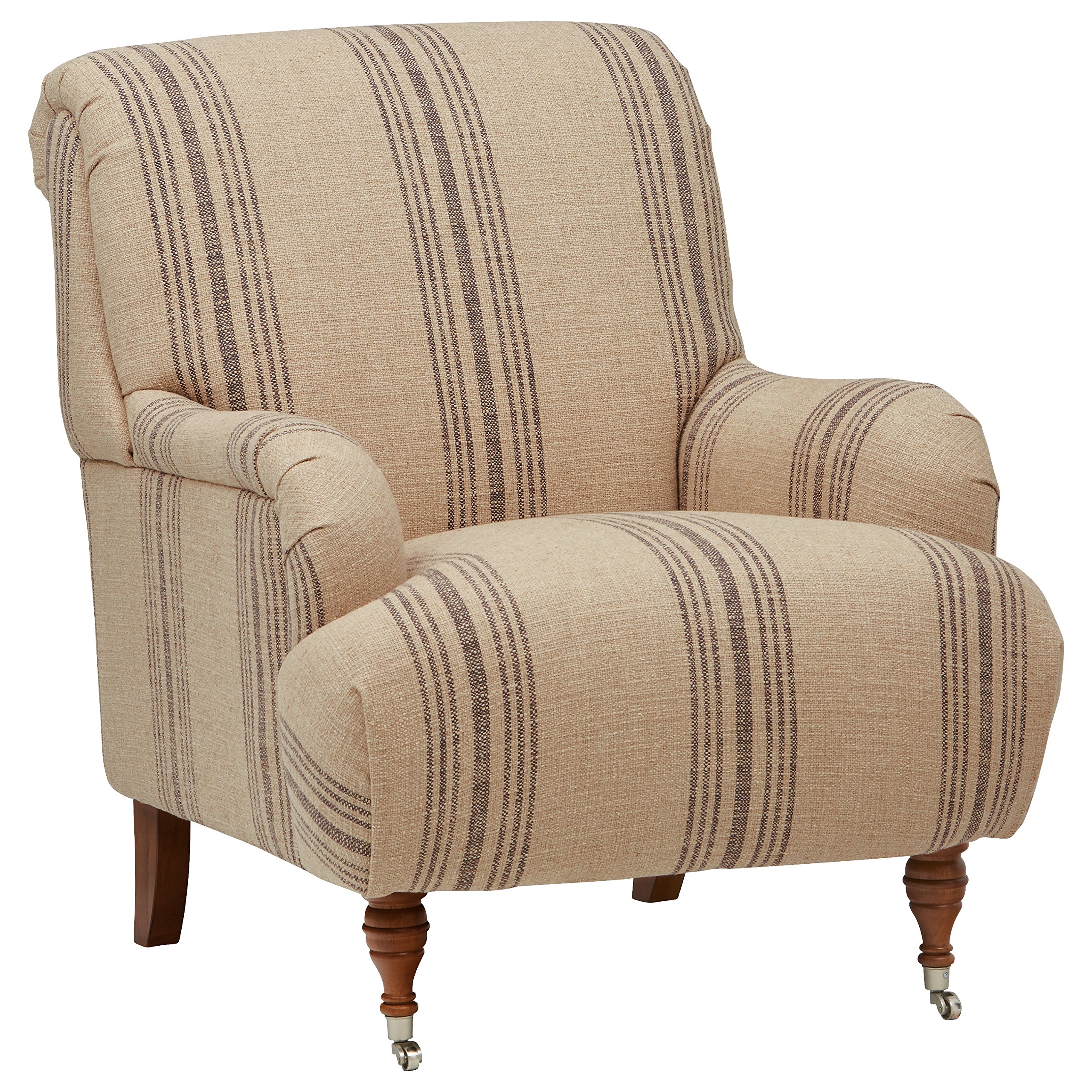 Amazon Brand – Stone & Beam Aubree Farmhouse Accent Chair, 32"W, Striped Grey Linen