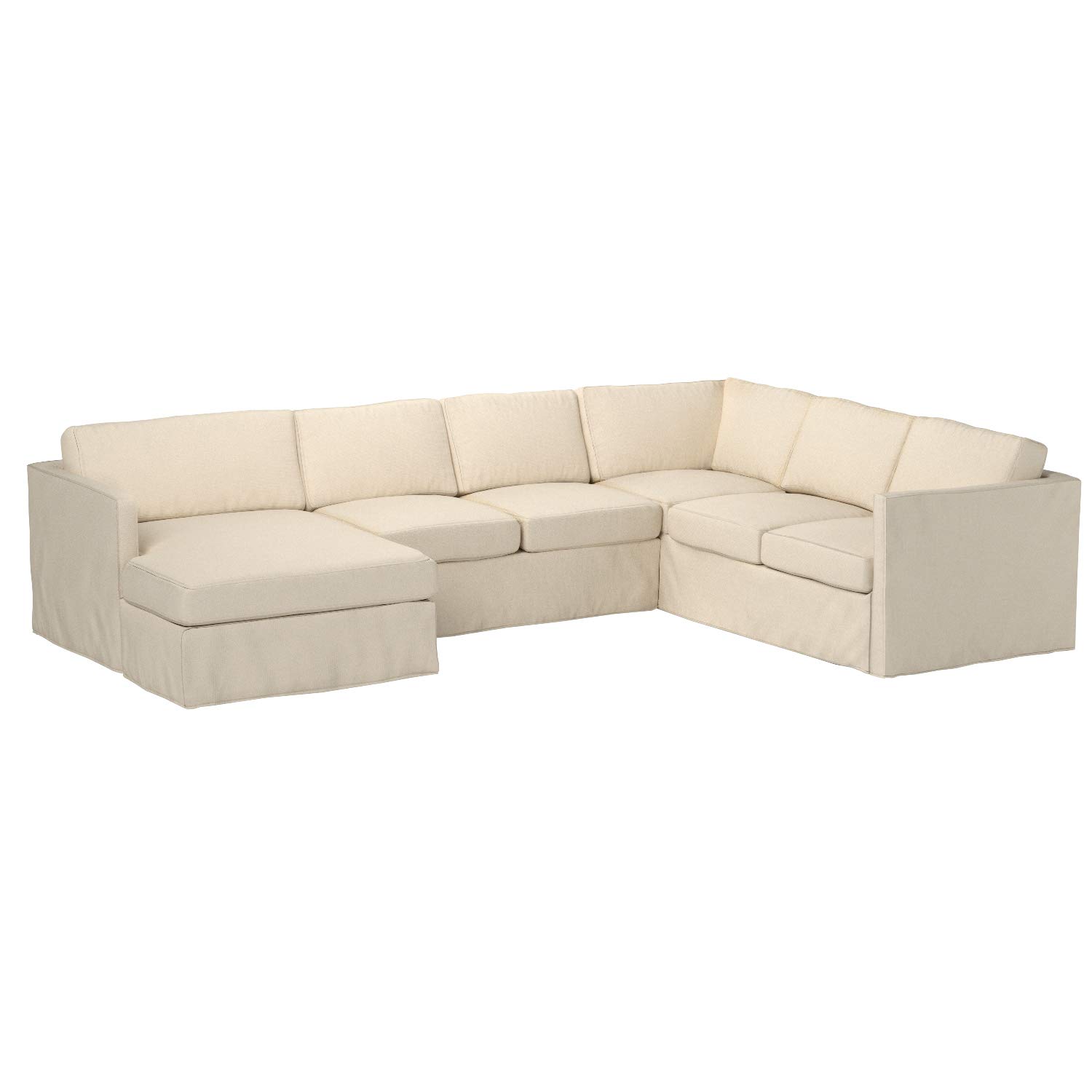 Amazon Brand – Stone & Beam Andover Slipcover Right-Facing U-Shaped Sectional, 134"W, Cream Fabric