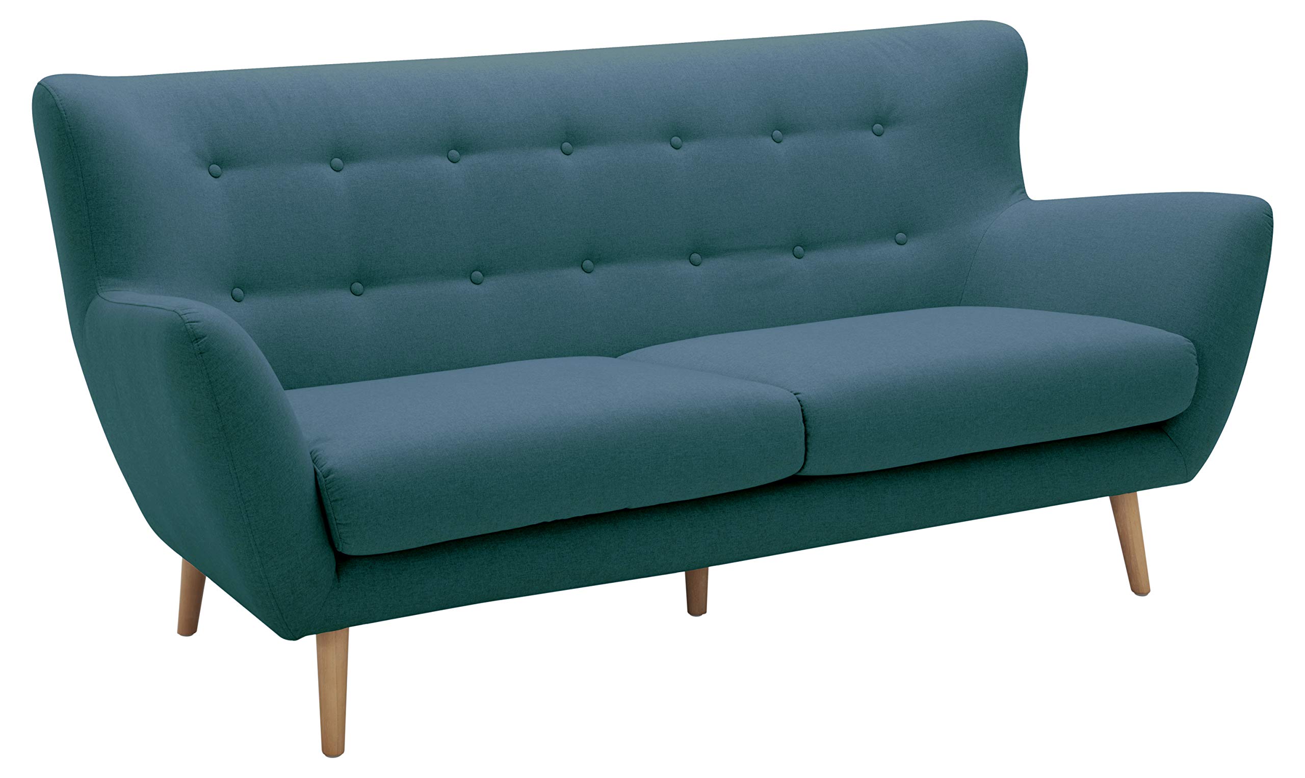 Amazon Brand – Rivet Isabelle Mid-Century Modern Sofa with Tapered Wood Legs, 76"W, Aqua