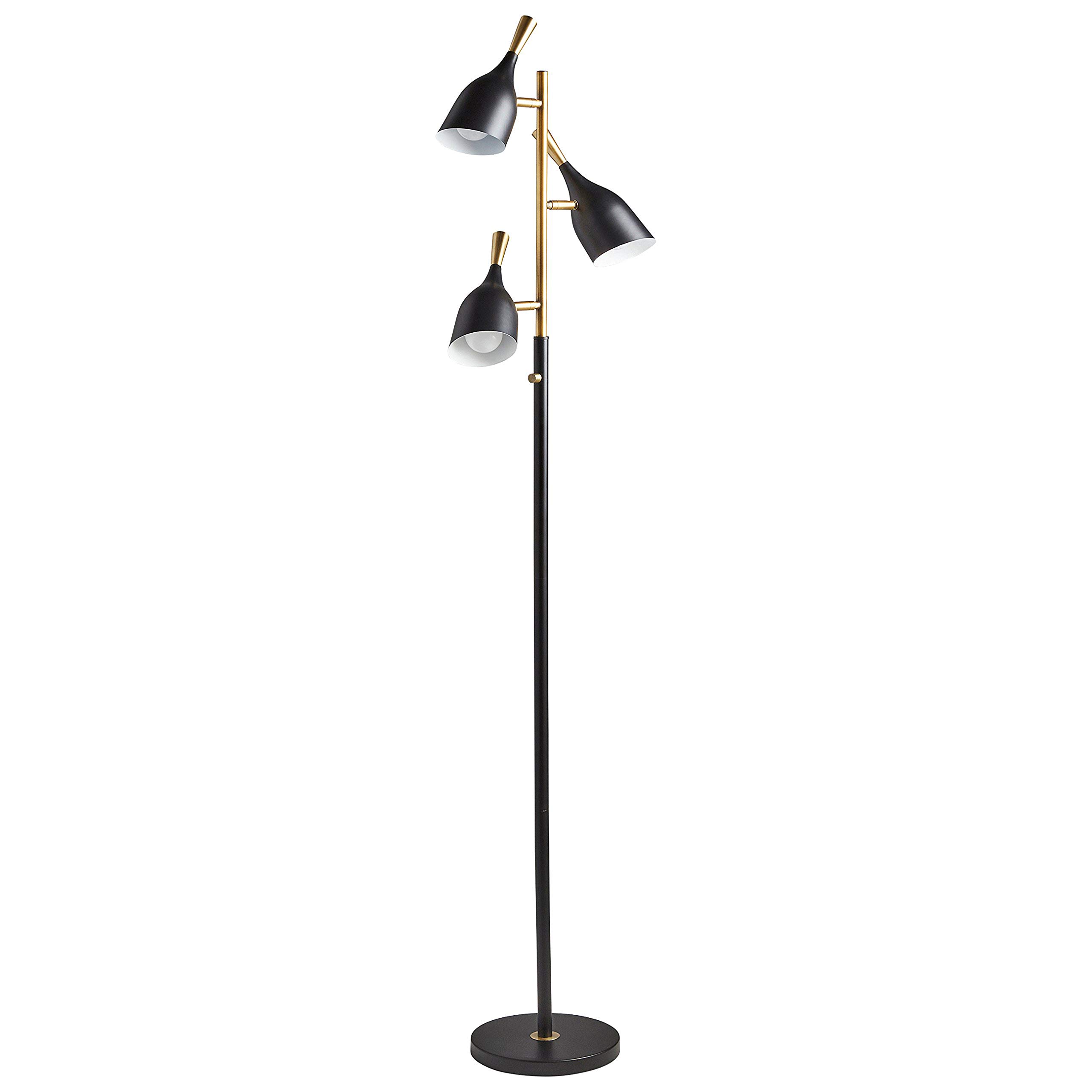 Rivet Mid-Century Modern Task Lamp, 67"H, with Bulb, Matte Black & Brushed Steel Accents