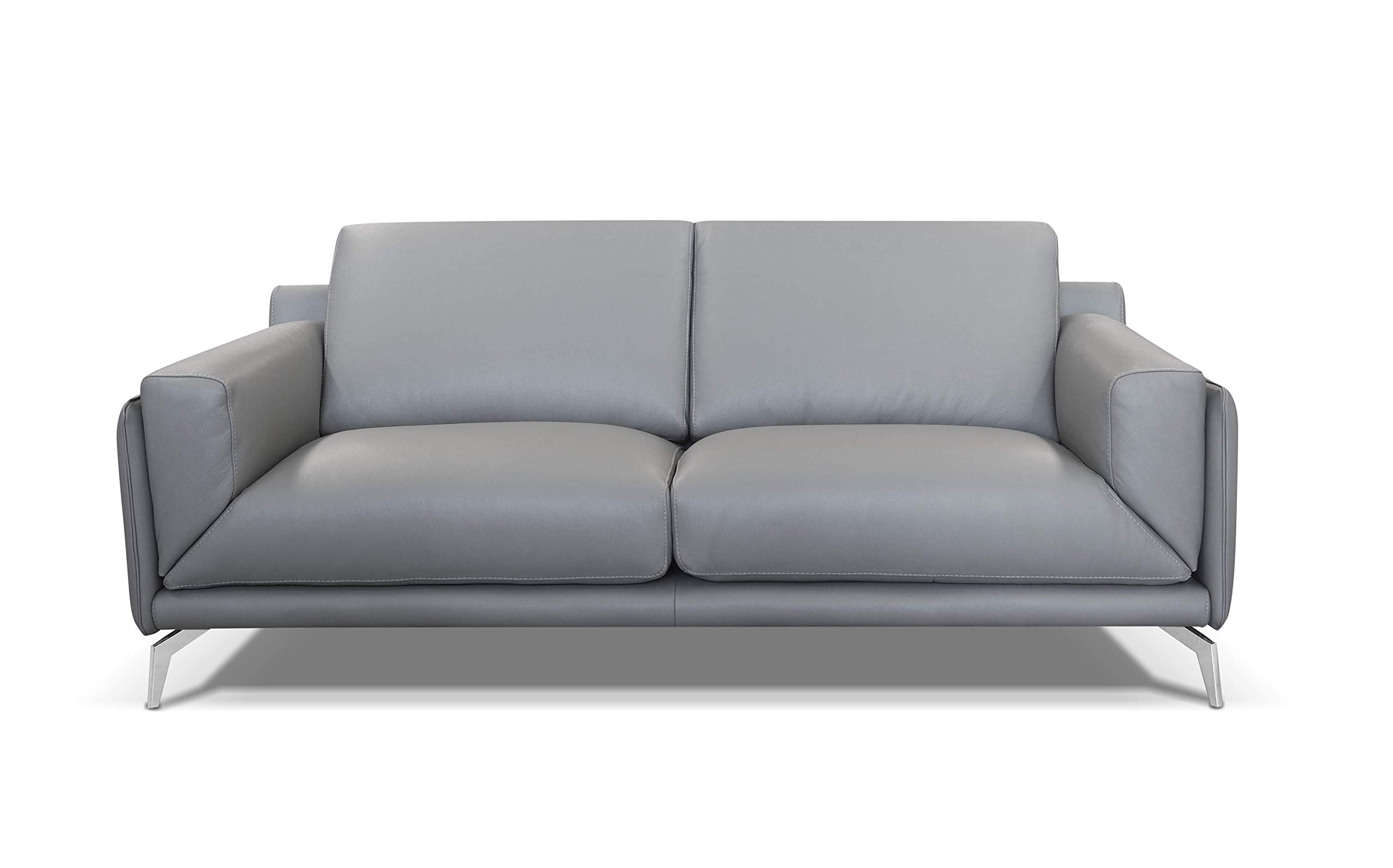 Amazon Brand - Alkove Porto Hand-Crafted Leather Sofa, 3 Seater, 97 x 210 x 90cm, Light Grey
