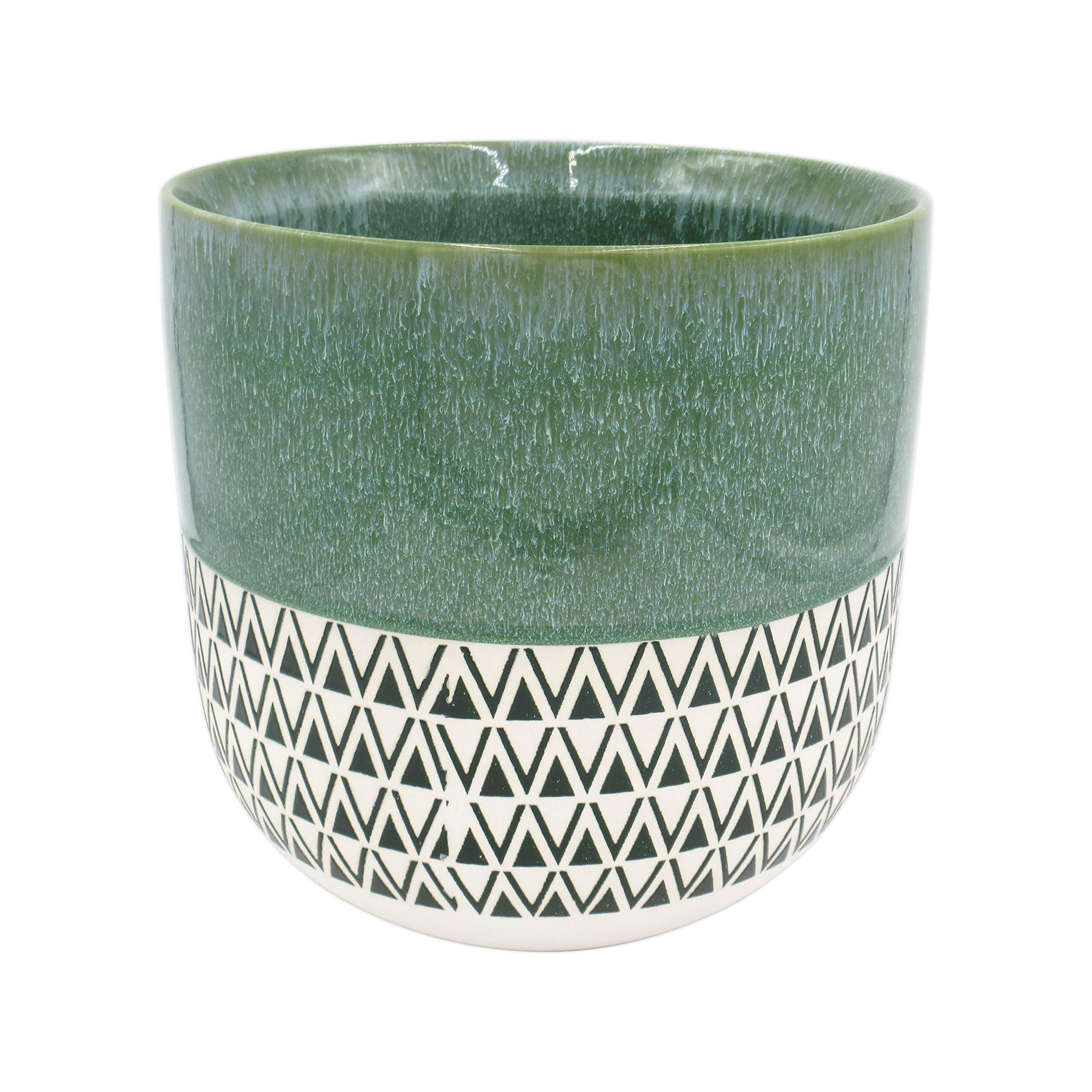 Amazon Brand – Stone & Beam Mid-Century Two-Toned Planter, 10.53"H, Teal Green