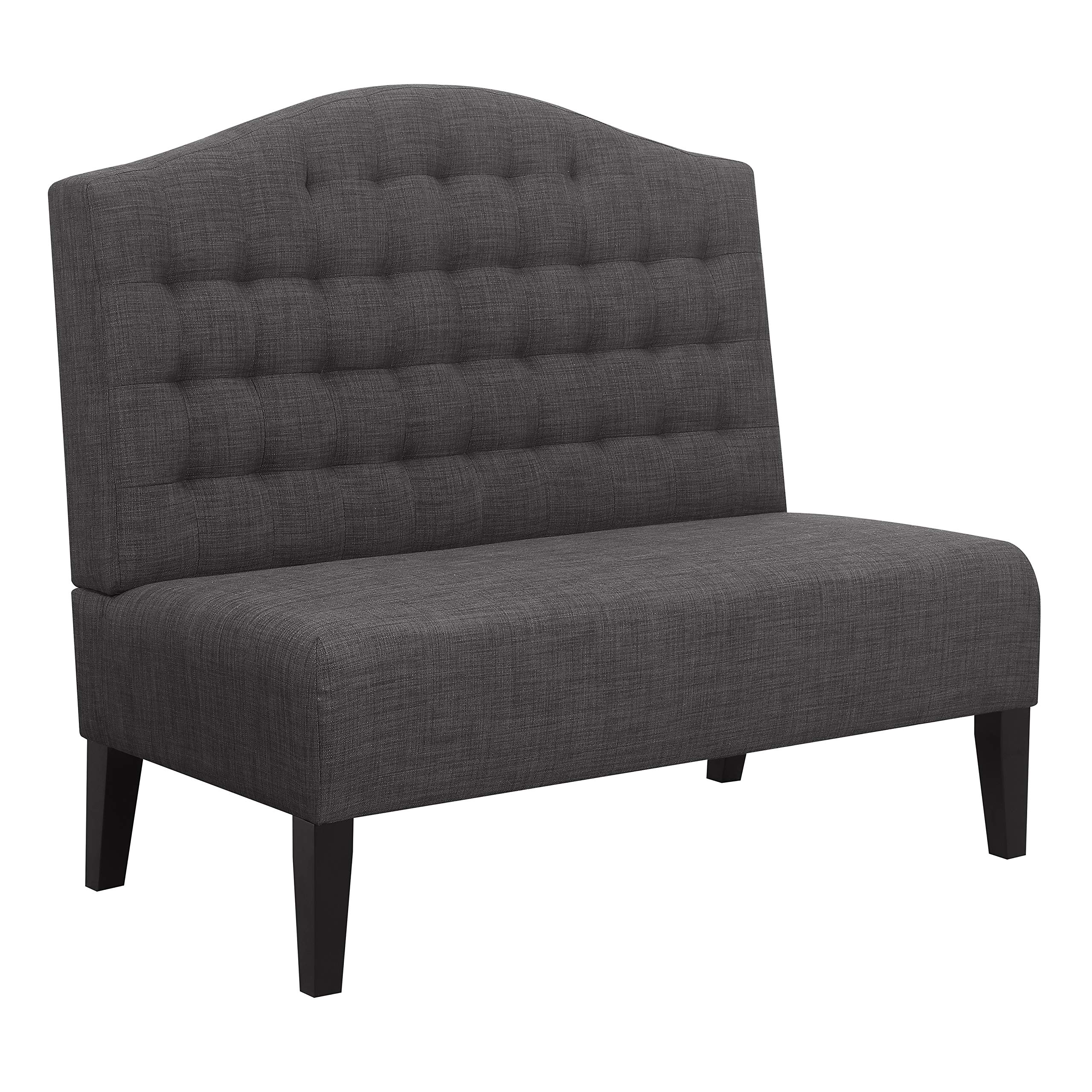 Amazon Brand – Ravenna Home Rai Tufted Arched Armless Loveseat Bench Settee, 52"W, Dark Grey
