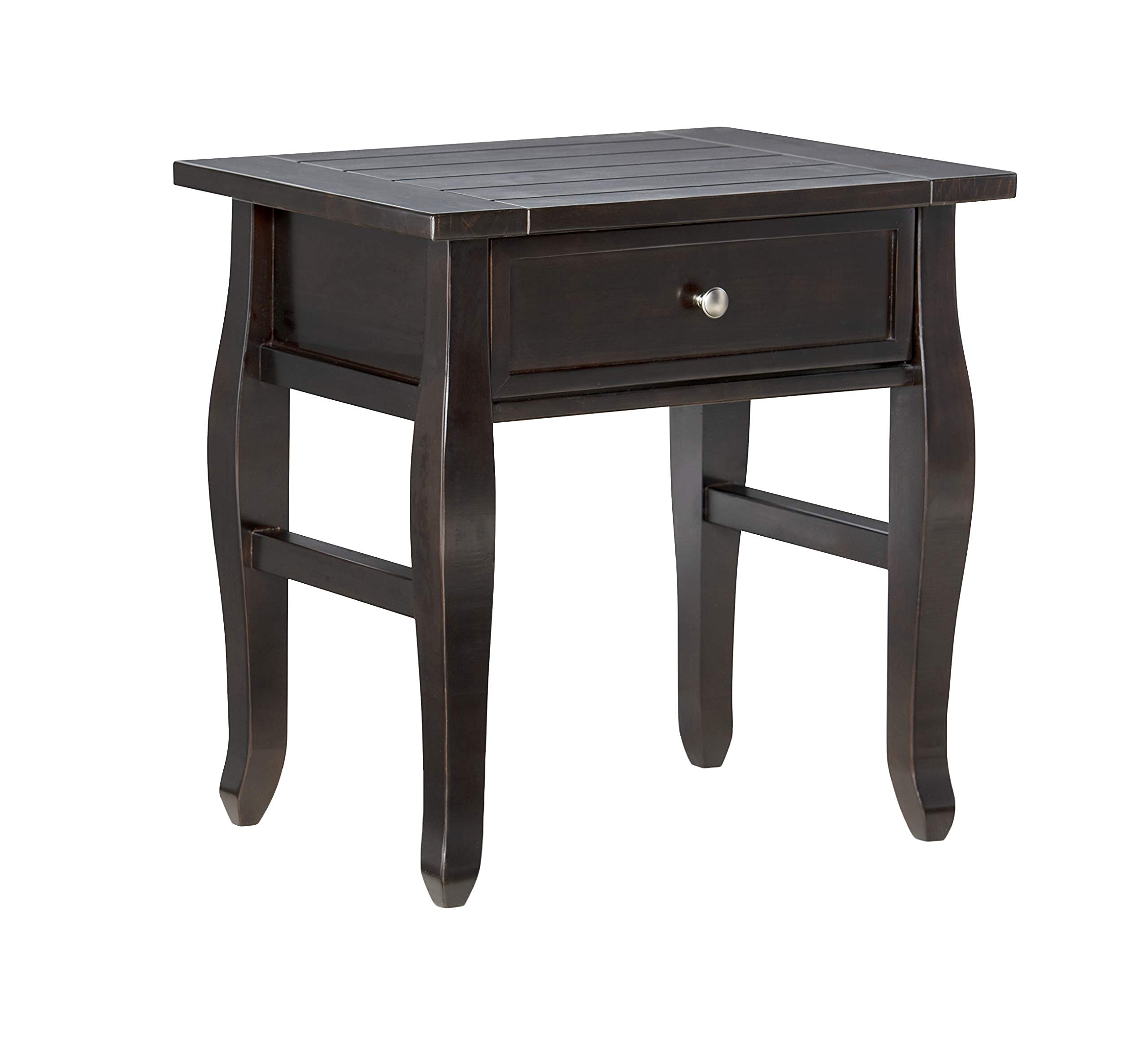 Ravenna Home Classic Plank-Top End Table, 18"W, Espresso Wood