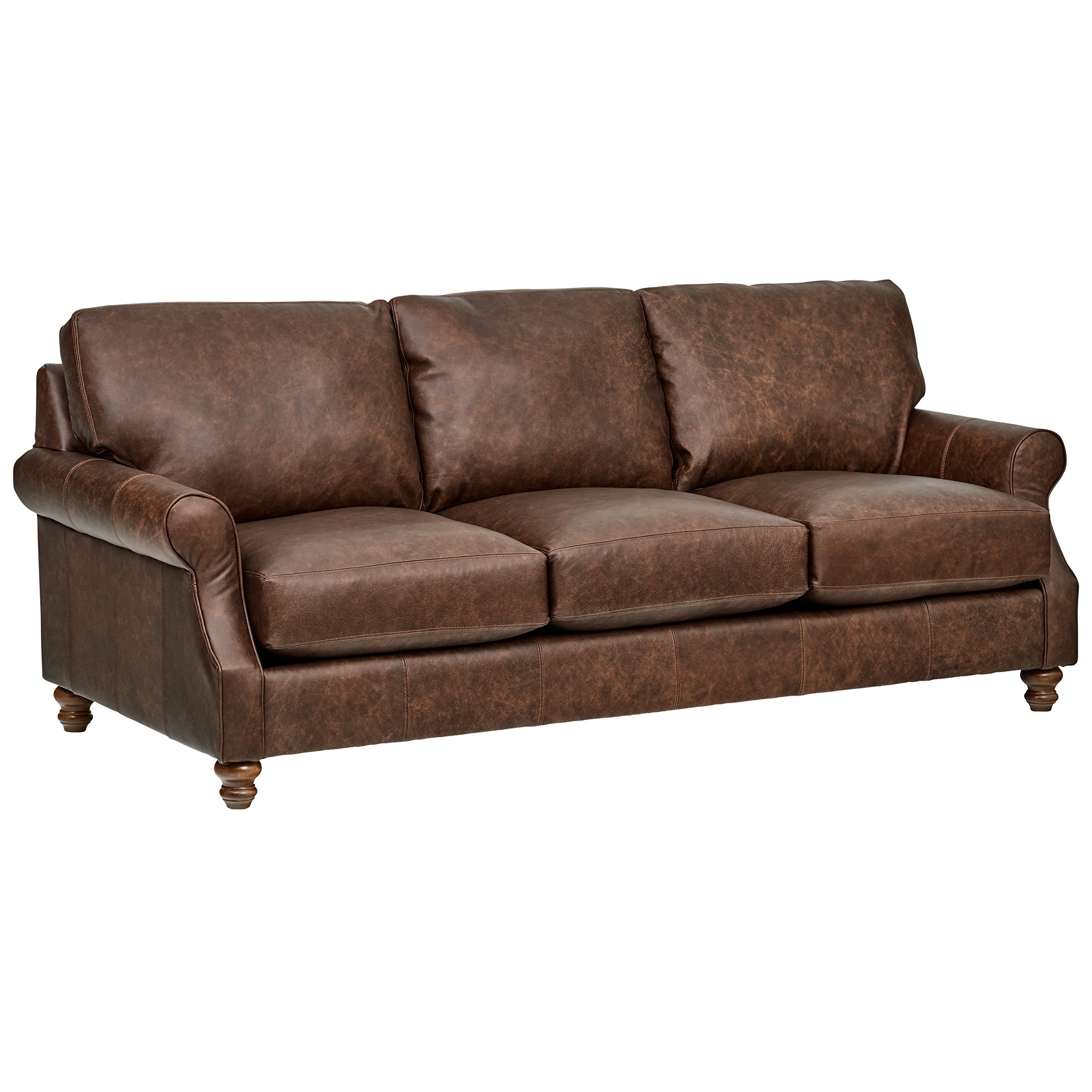 Amazon Brand – Stone & Beam Charles Classic Oversized Leather Sofa, 92"W, Sod