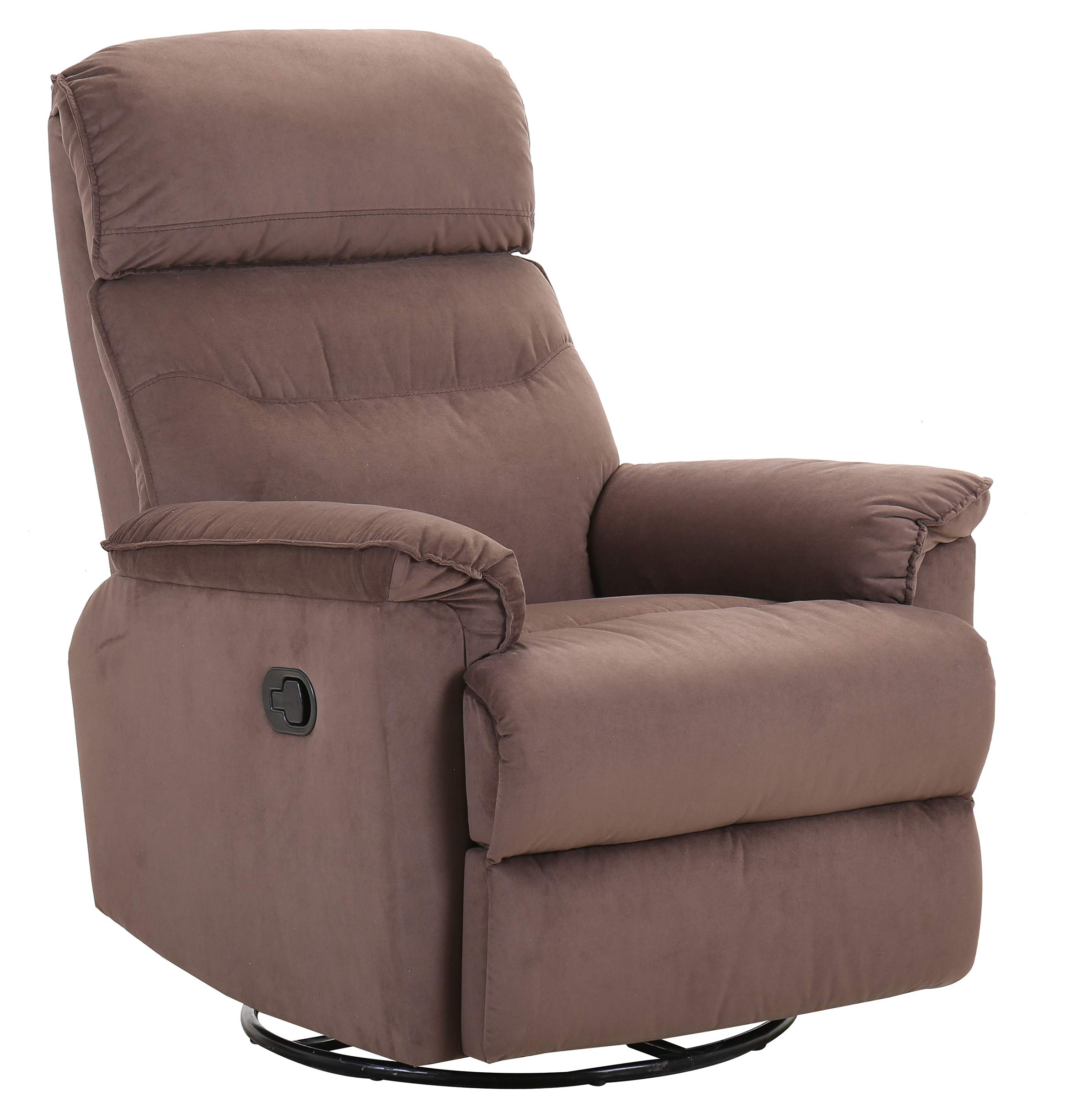 Amazon Brand – Ravenna Home Pull Recliner with 360 Rotating Swivel Glider, Living Room Chair, 39.4"W, Brown