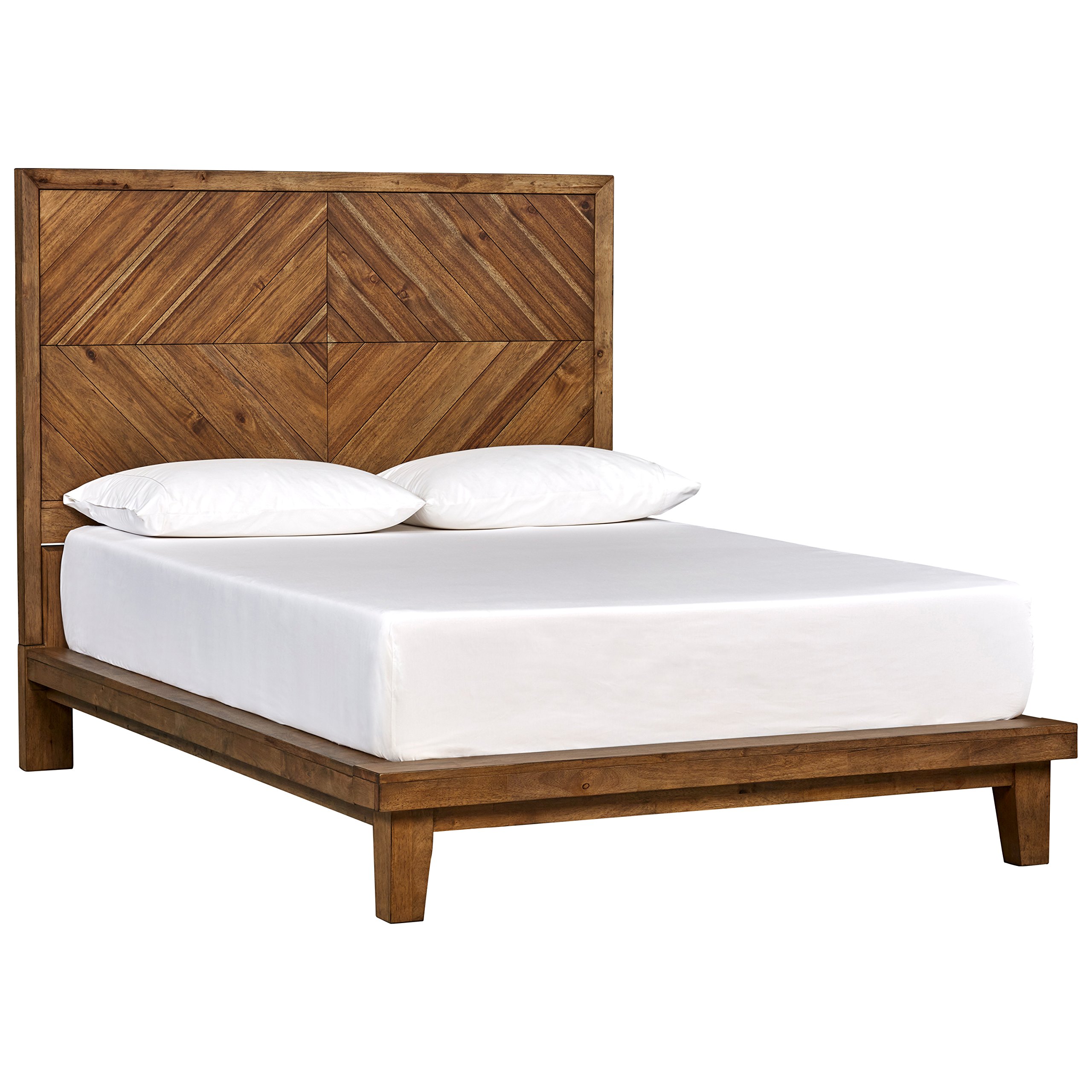 Amazon Brand – Rivet Brecken Modern Wood Queen Bed Frame Platform with Headboard, 64"W, Brown