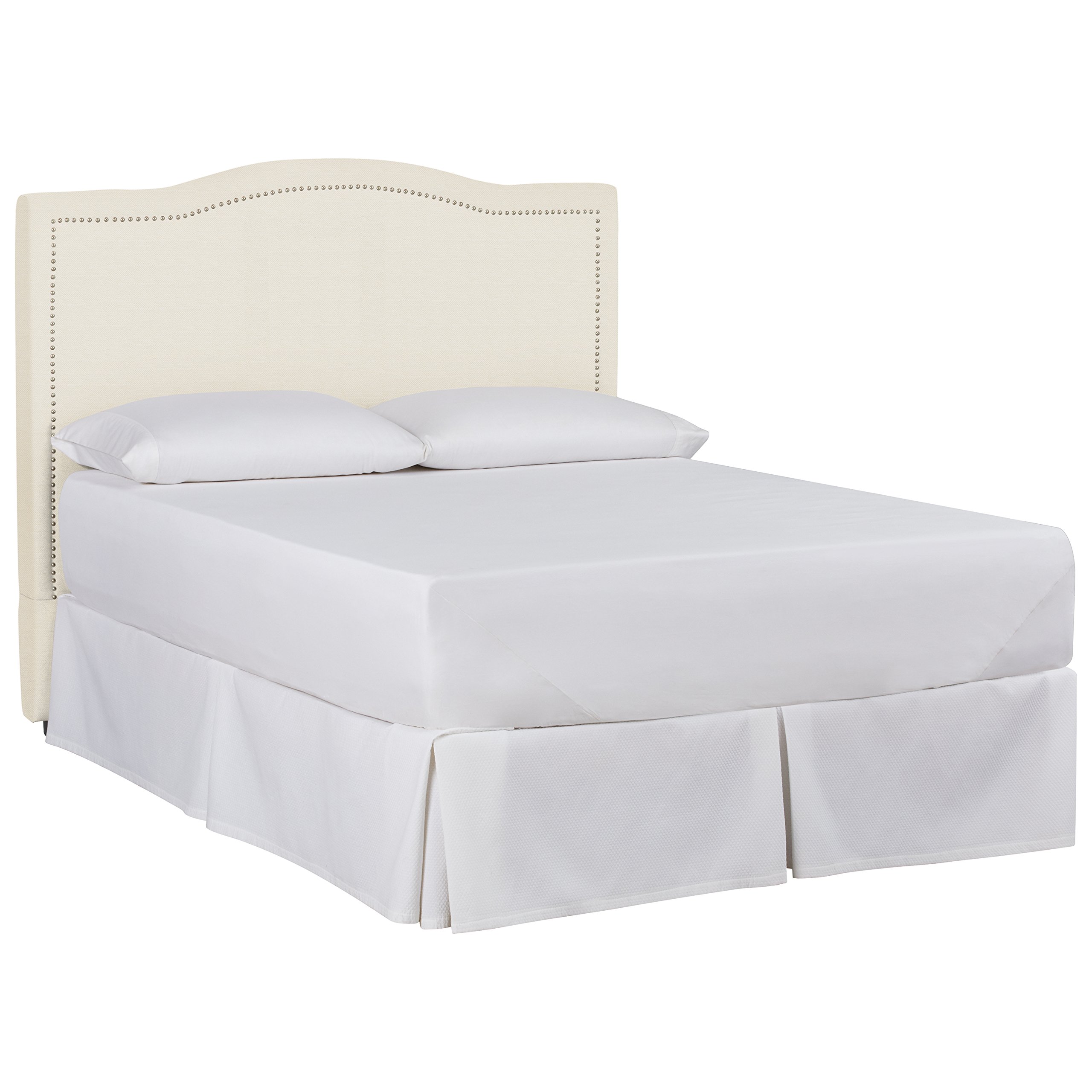 Amazon Brand – Stone & Beam Bridgewater Curved Queen Headboard, 66"W, Cream Herringbone