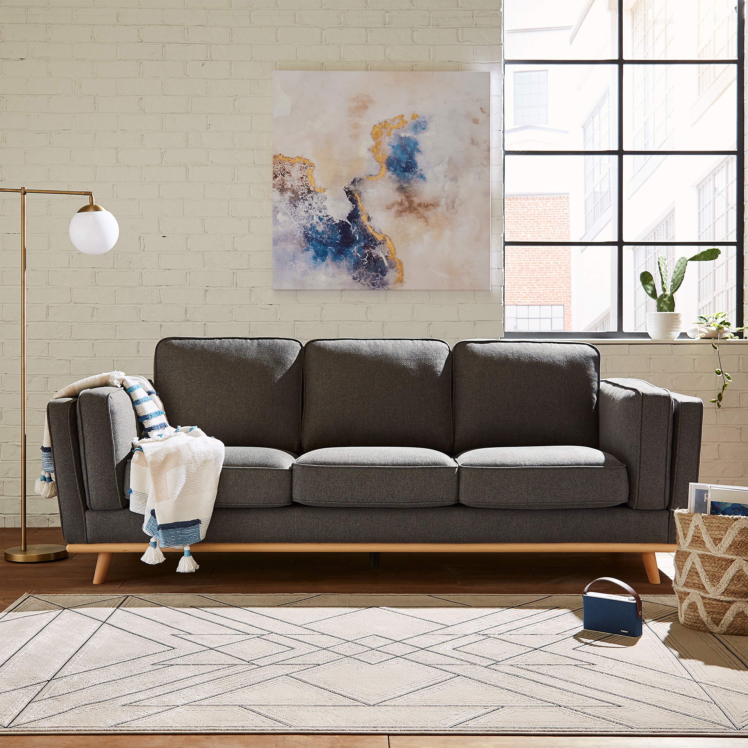 Amazon Brand – Rivet Contemporary Polyester Area Rug, 5 x 8 Foot, Taupe and Grey