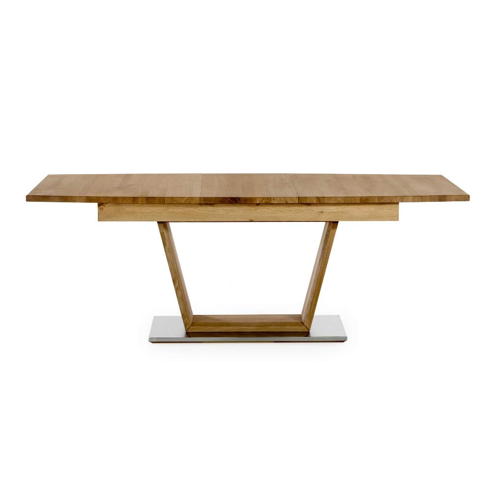 Amazon Brand - Alkove Hayes Extendable Solid Wood Dining Table, Seats 4-8, 160/205 x 90 x 74cm, Wild Oak