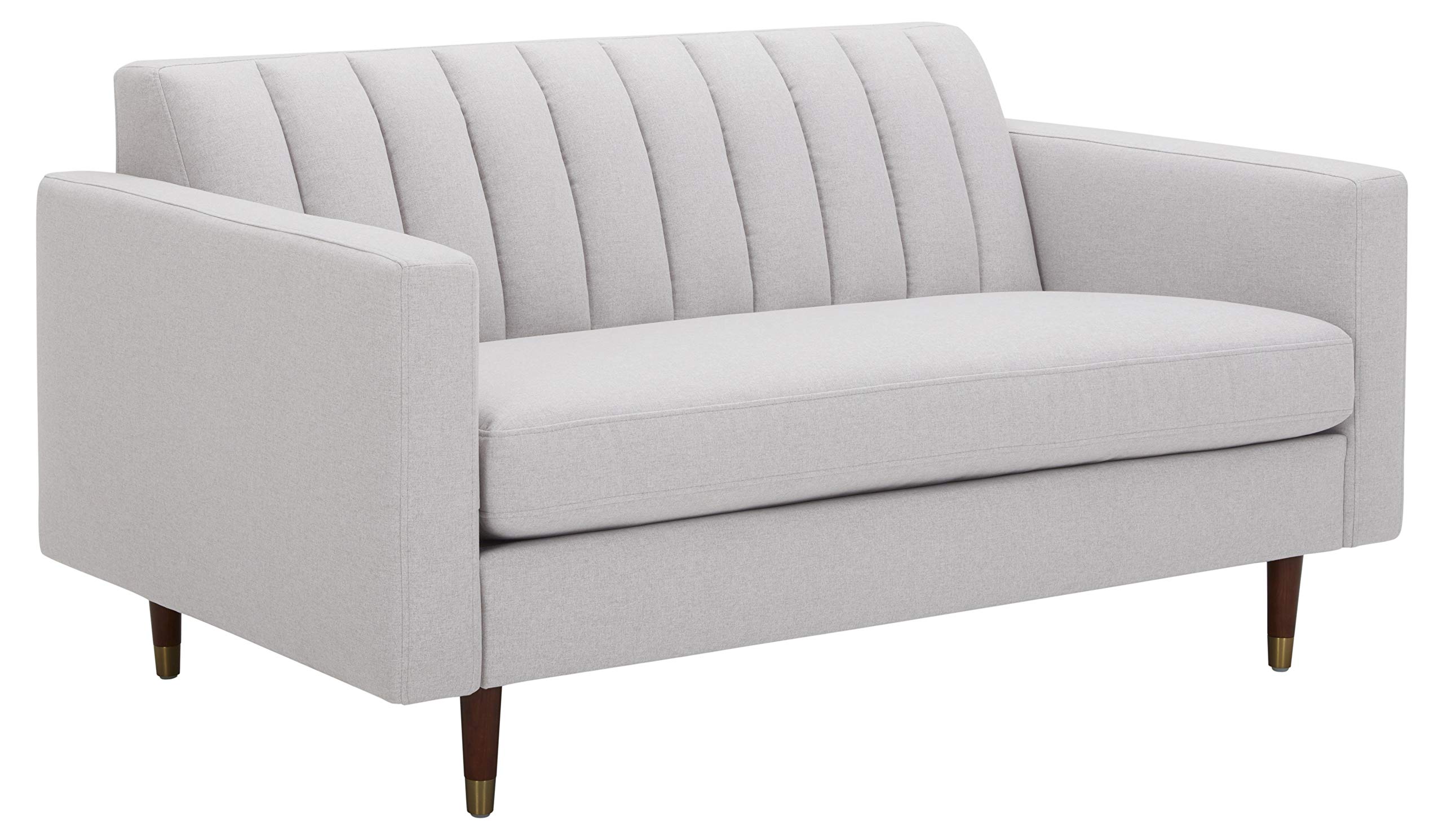 Amazon Brand – Rivet Damien Mid-Century Modern Channel-Backed Loveseat Sofa, 61"W, Felt Grey