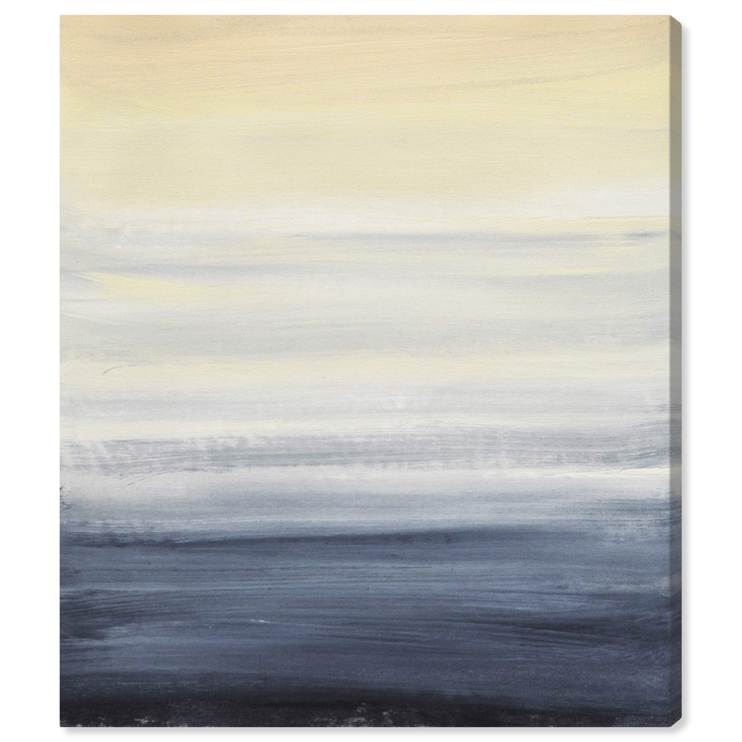 Amazon Brand – Stone & Beam Modern Abstract Blue and Tan Ocean Print Wall Art on Canvas, 20" x 24"