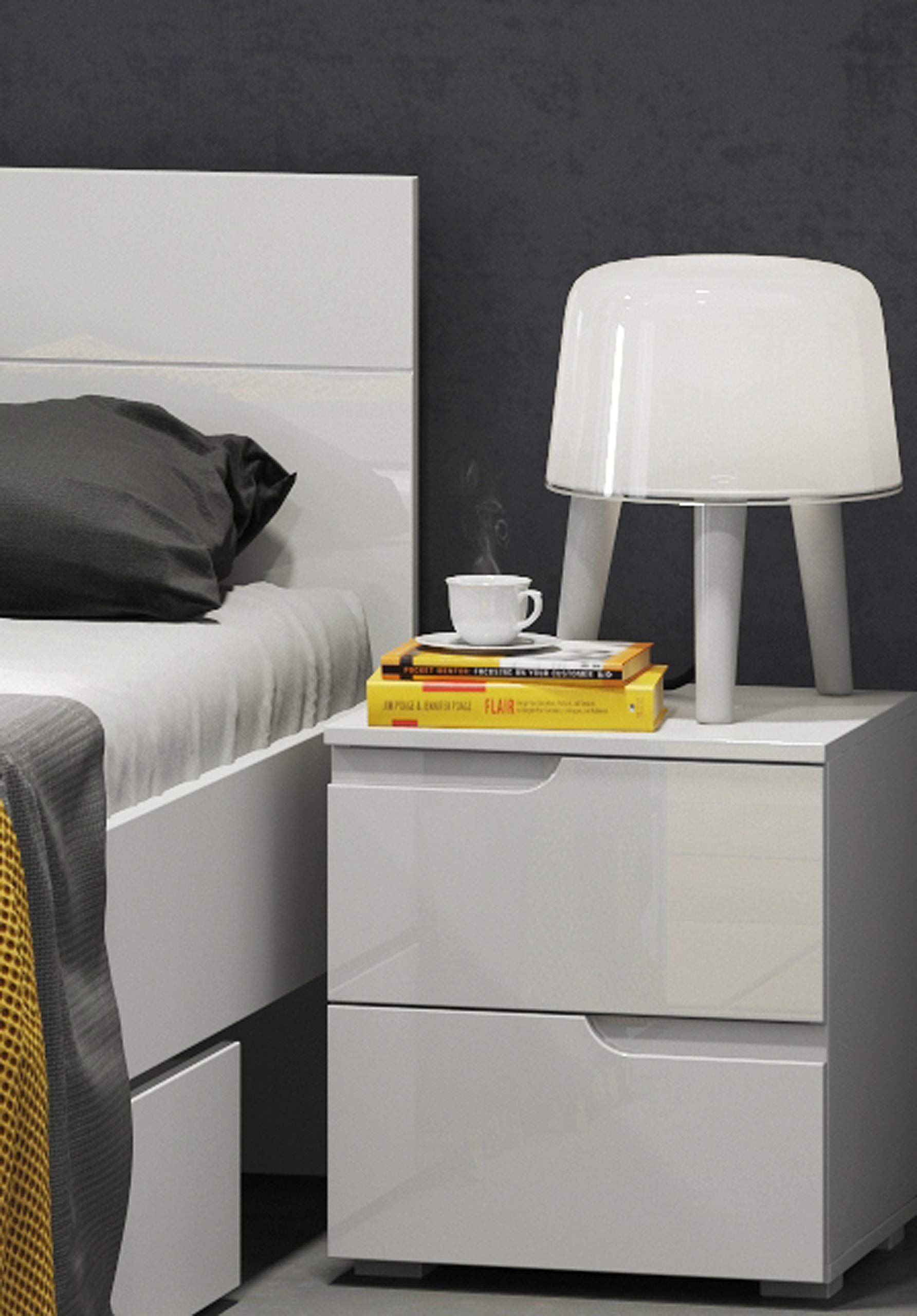 Amazon Brand - Movian 2-Drawer Beside Table, 42 x 40 x 47 cm, White