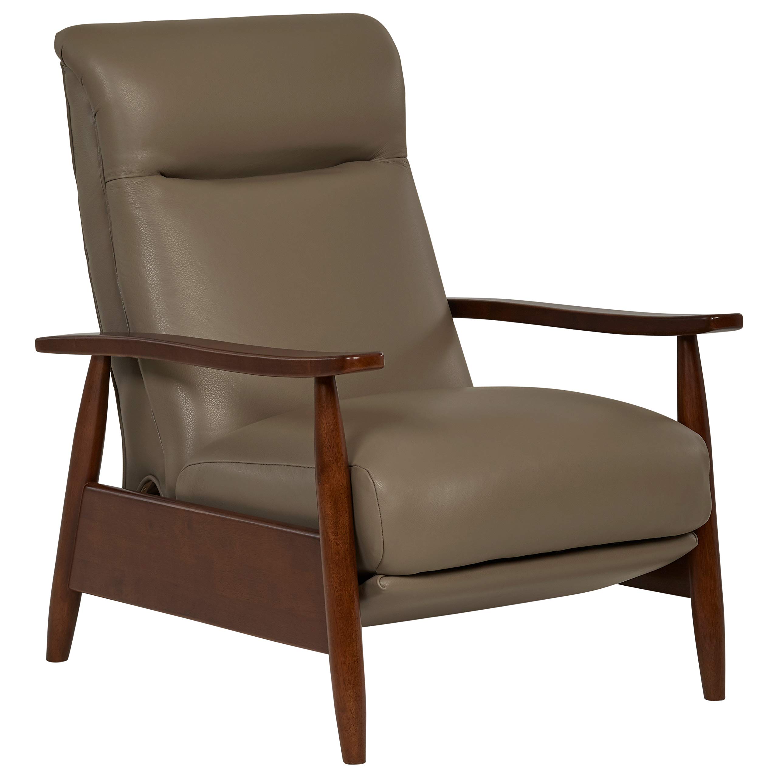 Amazon Brand – Stone & Beam Clayton Reclining Contemporary Leather Living-Room Chair, 30"W, Gray