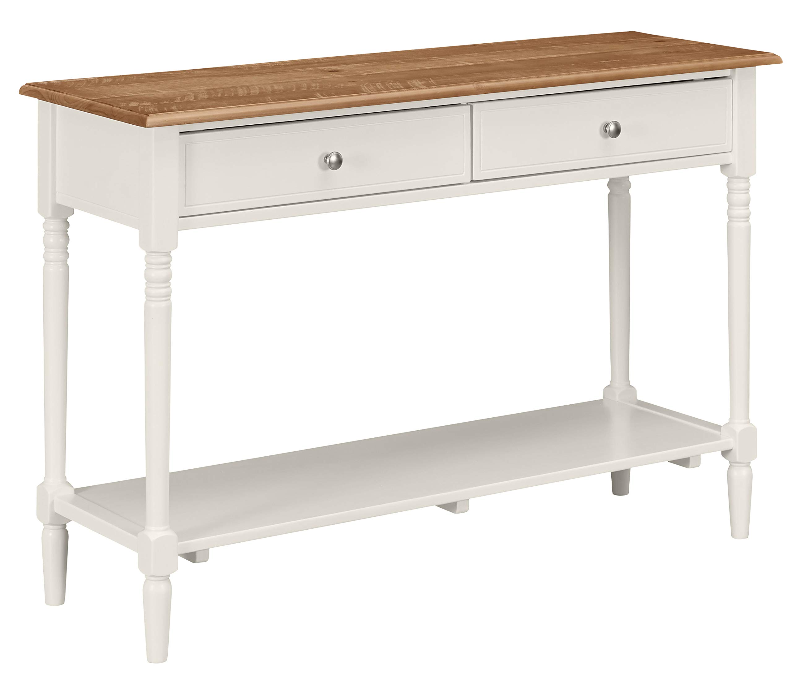 Amazon Brand – Ravenna Home Amber Rustic Farmhouse White Storage Console Table, 48"W, Natural and White