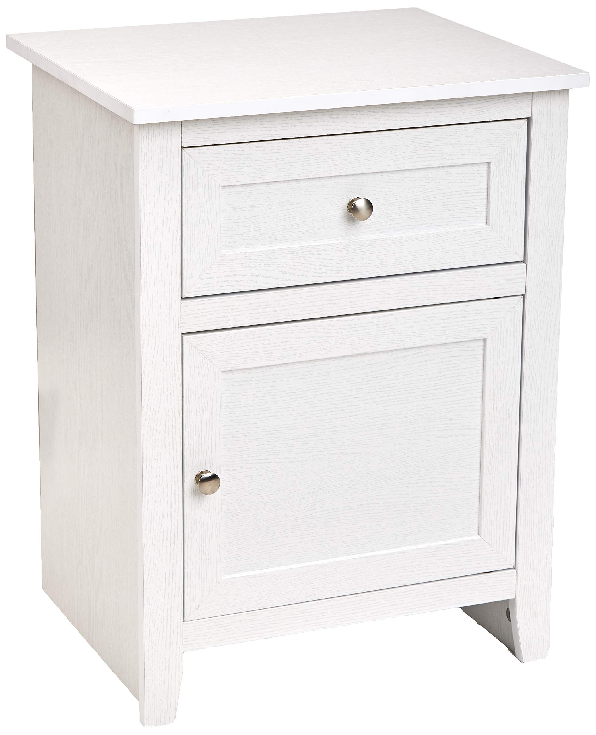 AmazonBasics Classic Wood Nightstand End Table with Cabinet - White Oak