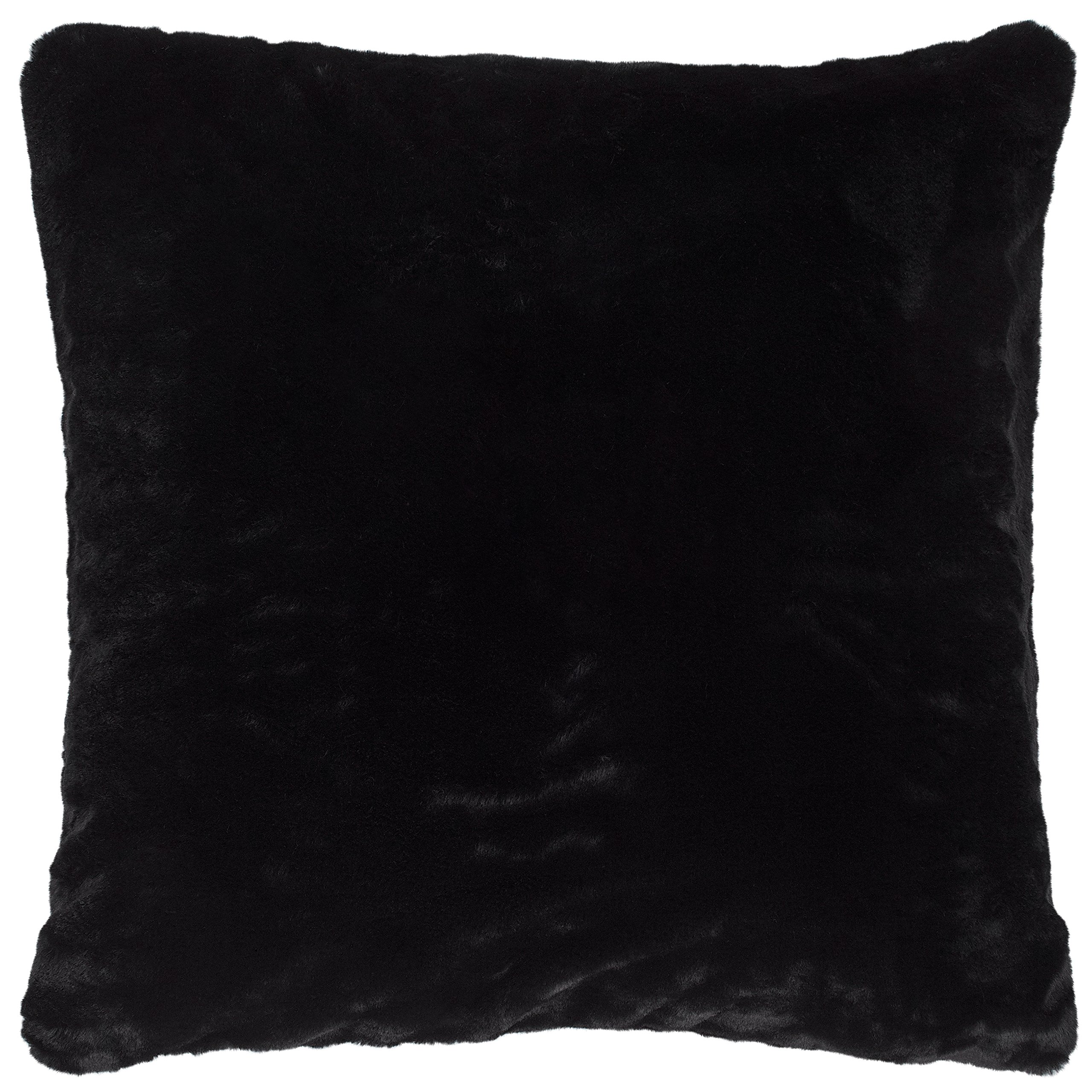 Amazon Brand – Rivet Glam Soft Faux Fur Throw Pillow - 20 x 20 Inch, Black