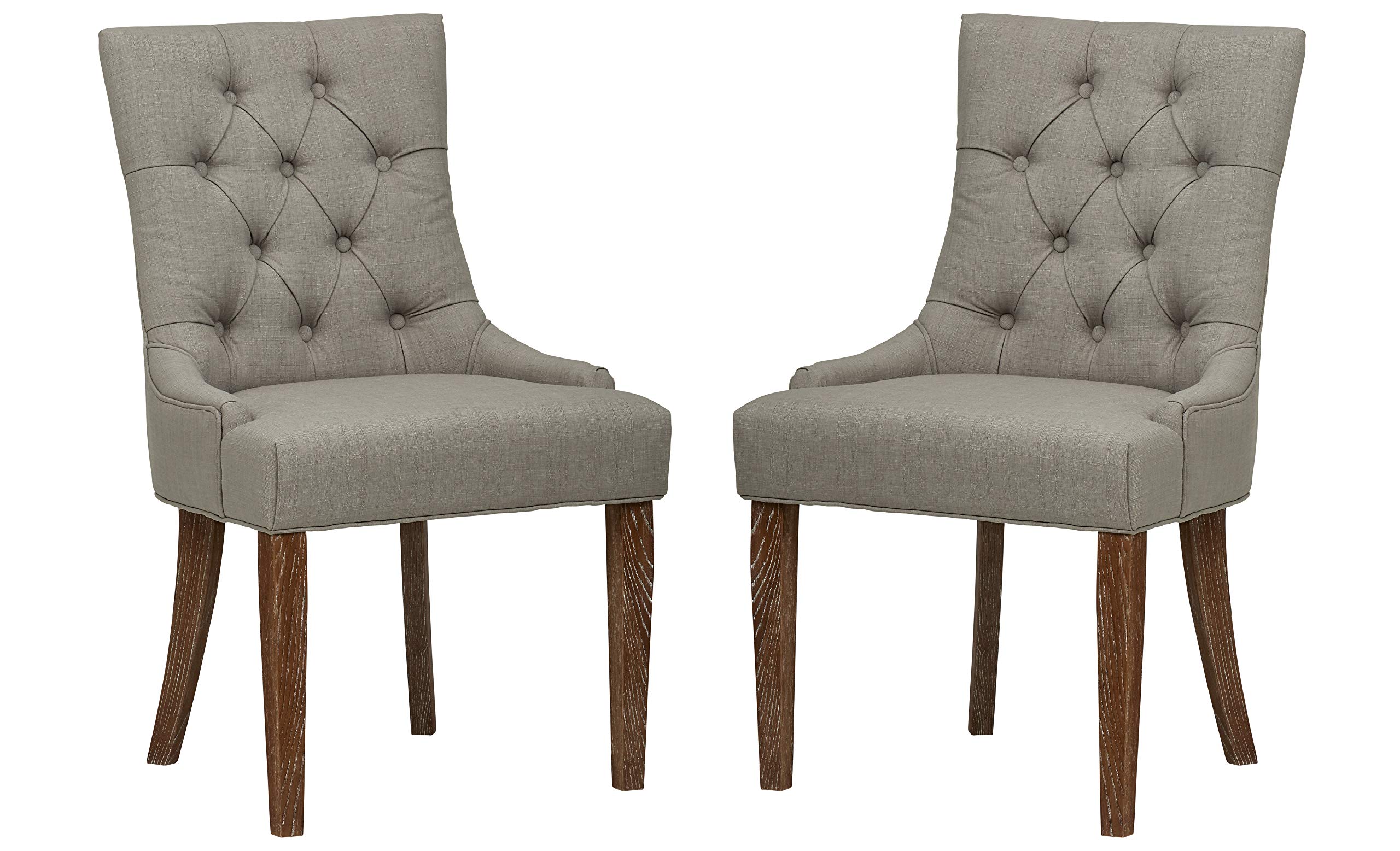 Amazon Brand – Stone & Beam Kristy Tufted Dining Room Kitchen Chair, Set of 2, 36.5"H, Dove Grey