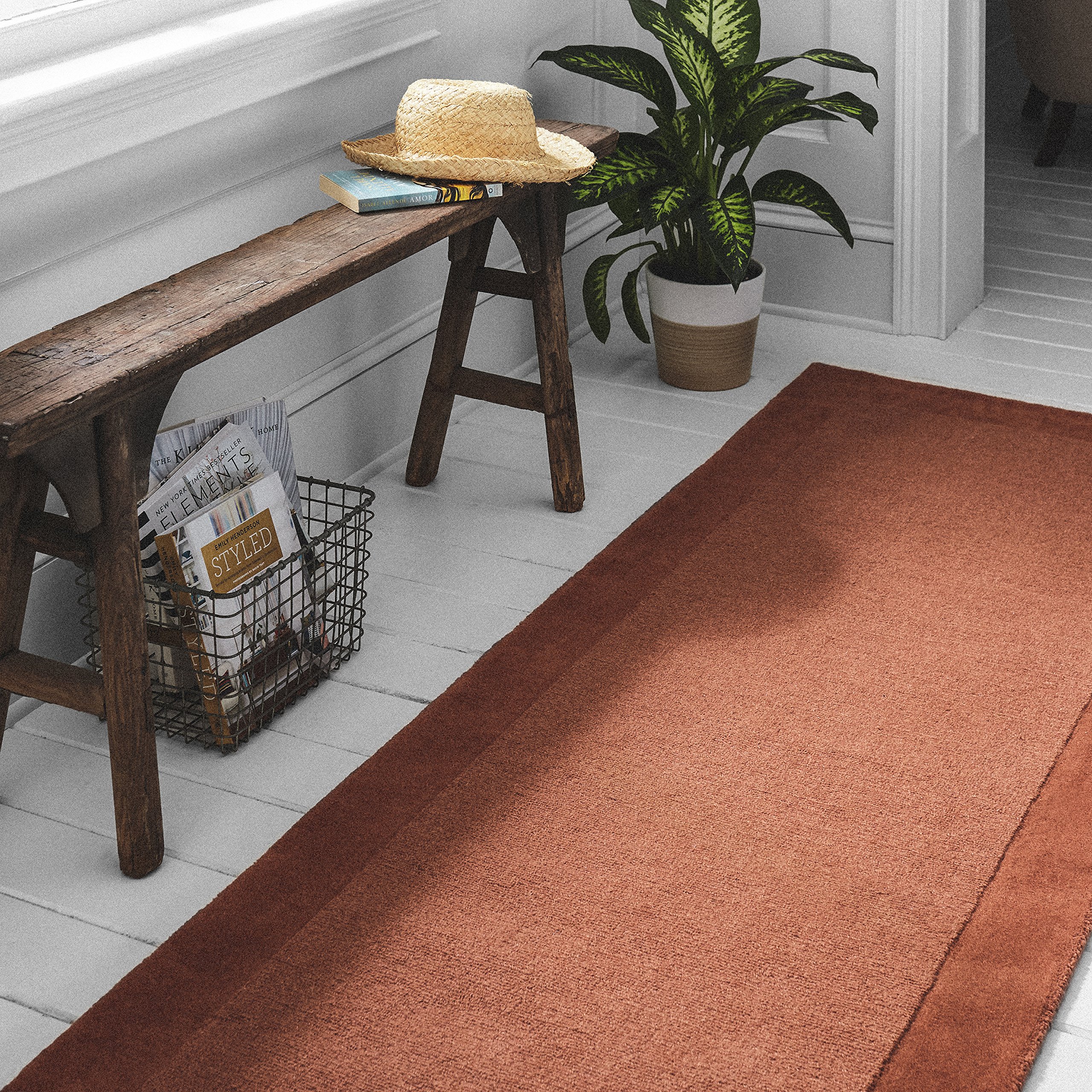 Amazon Brand – Stone & Beam Contemporary Mode Tone Wool Runner Rug, 2' 6" x 8', Rust