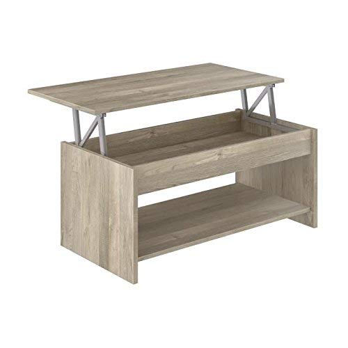 Amazon Brand - Movian Aggol Lift-Top Coffee Table with 1-Shelf, 50 x 100 x 44cm, Light Brown Oak-Effect