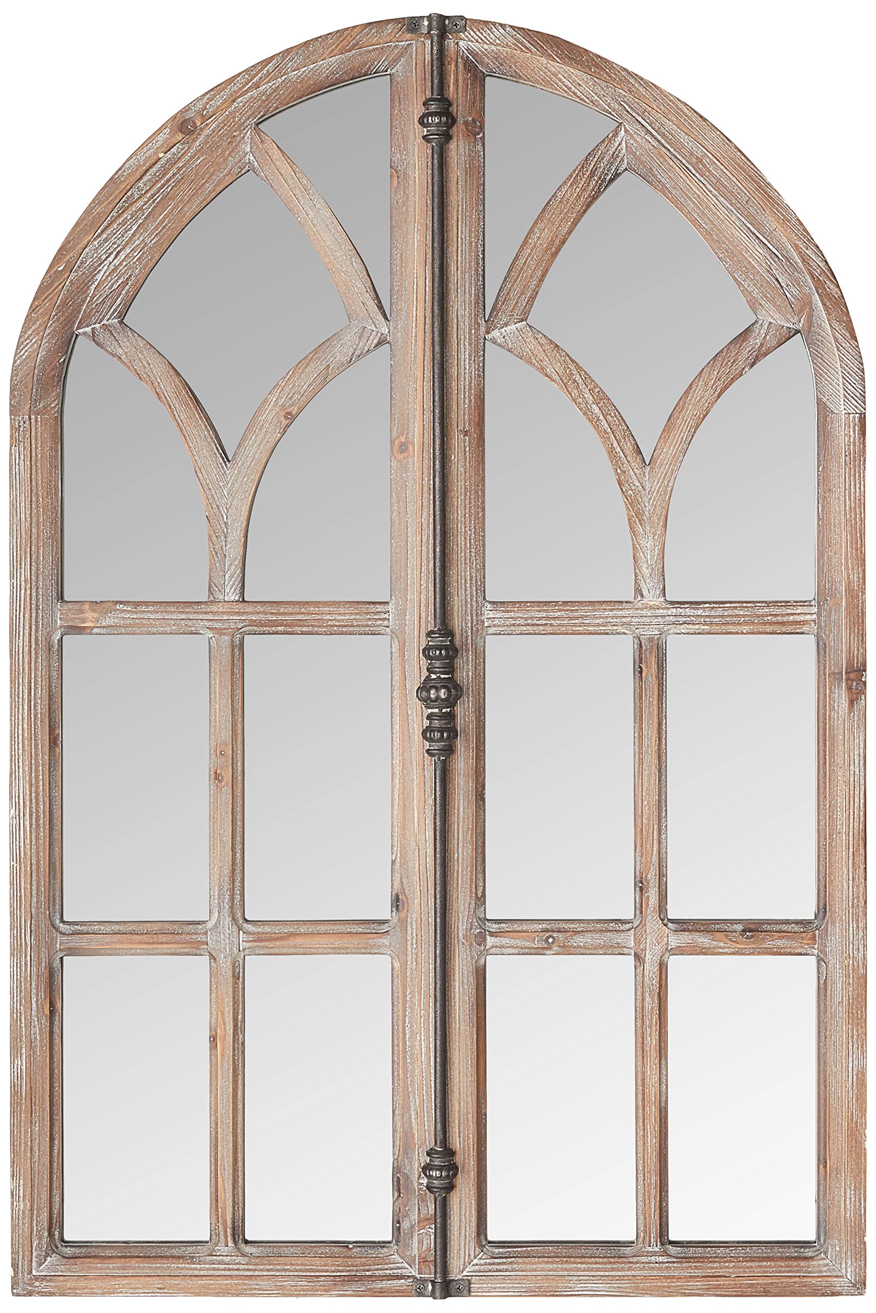 Amazon Brand – Stone & Beam Vintage Farmhouse Wooden Arched Multipanel Mantel Mirror, 36"H, Dark Stain