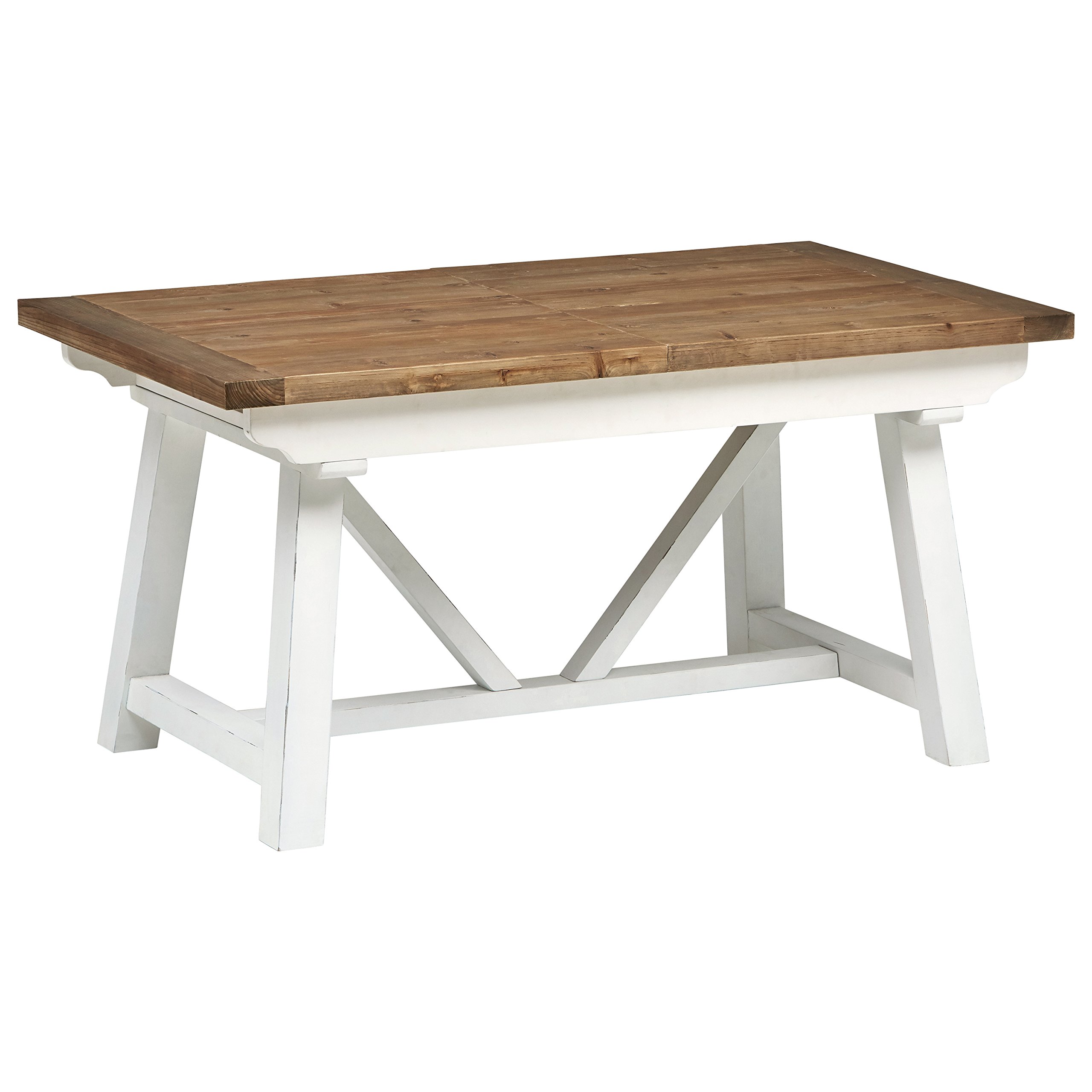 Amazon Brand – Stone & Beam Bradhurst Casual Farmhouse Wood Dining Kitchen Table, 61"-84"L, White